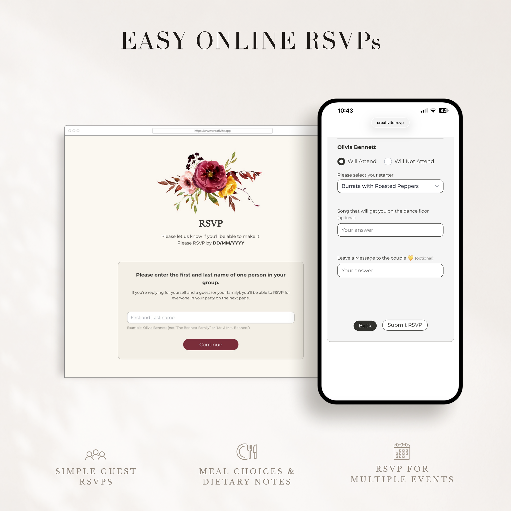 AMBRA Fall Online Digital Wedding Invitation with RSVP