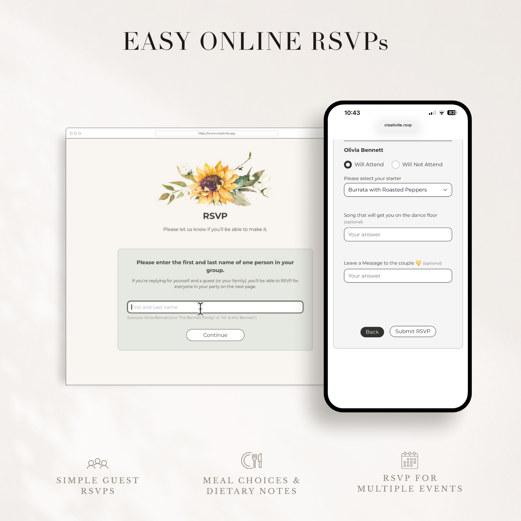 MARISOL Sunflowers Online Digital Wedding Invitation with RSVP