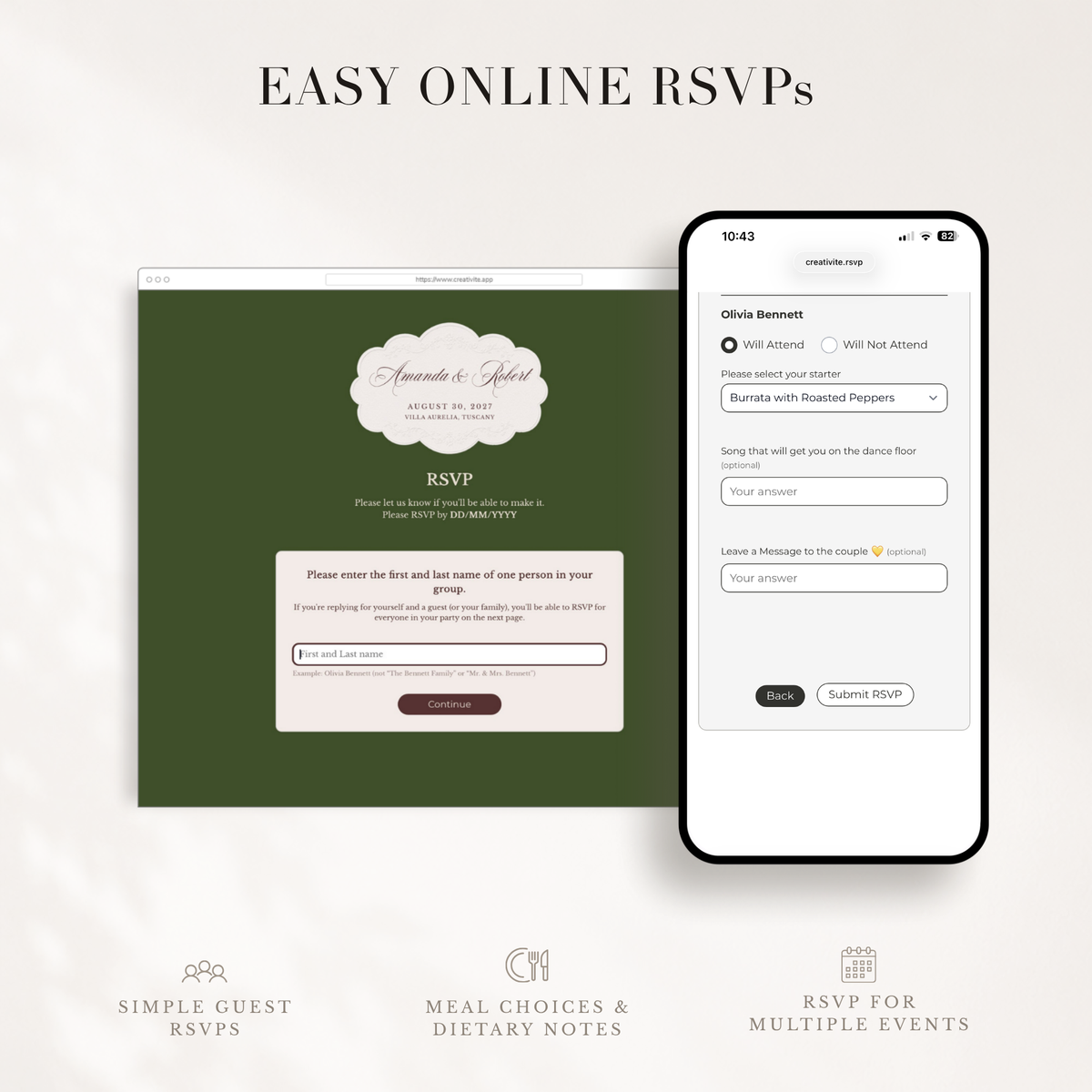 Old Money Online Digital Wedding Invitation with RSVP