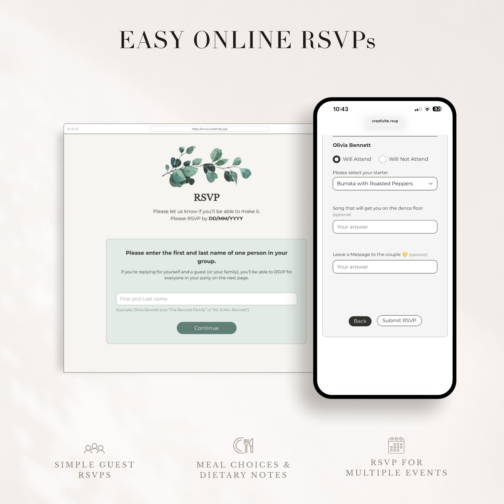 LUISA Elegant Online Digital Wedding Invitation with RSVP