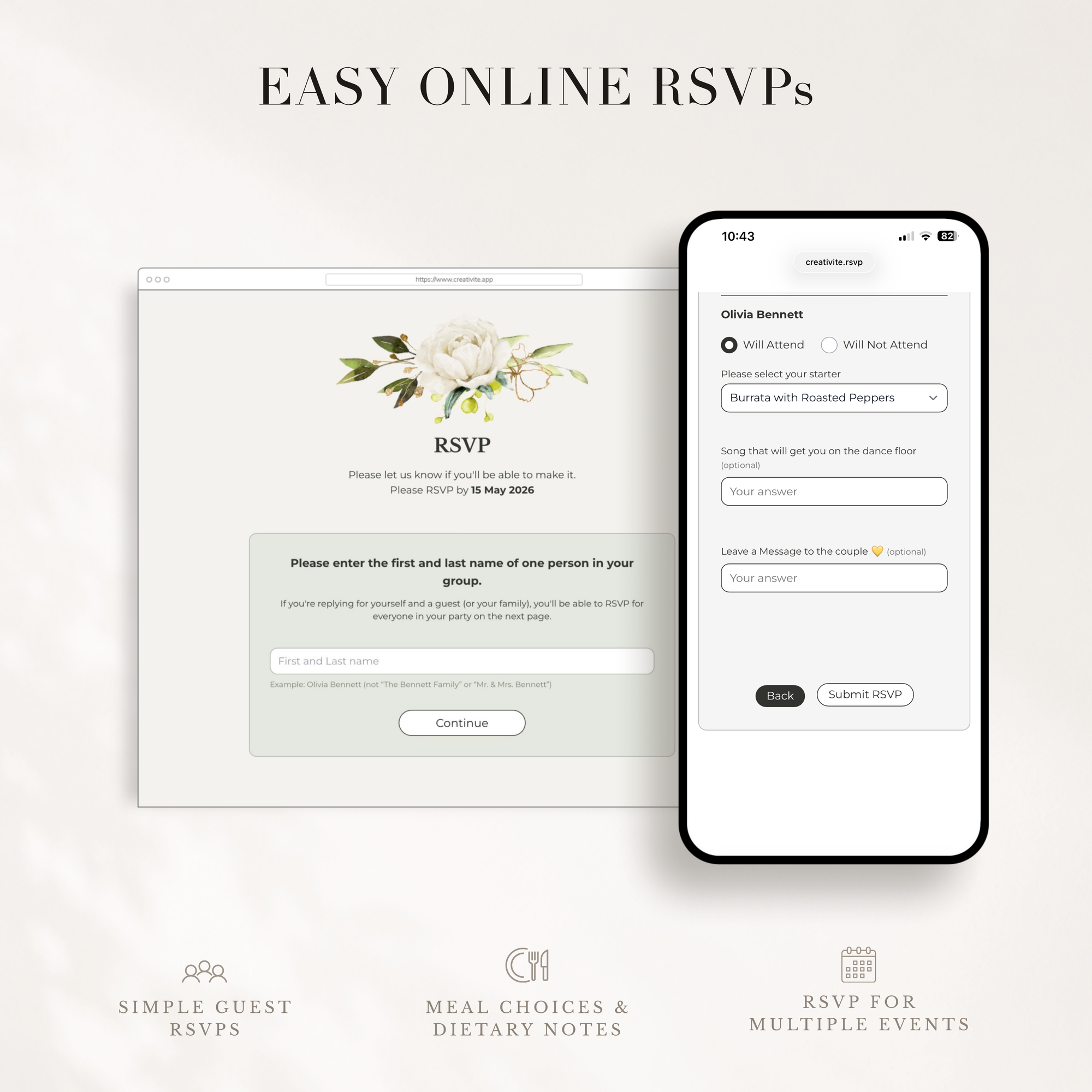 Rustic Online Digital Wedding Invitation with RSVP