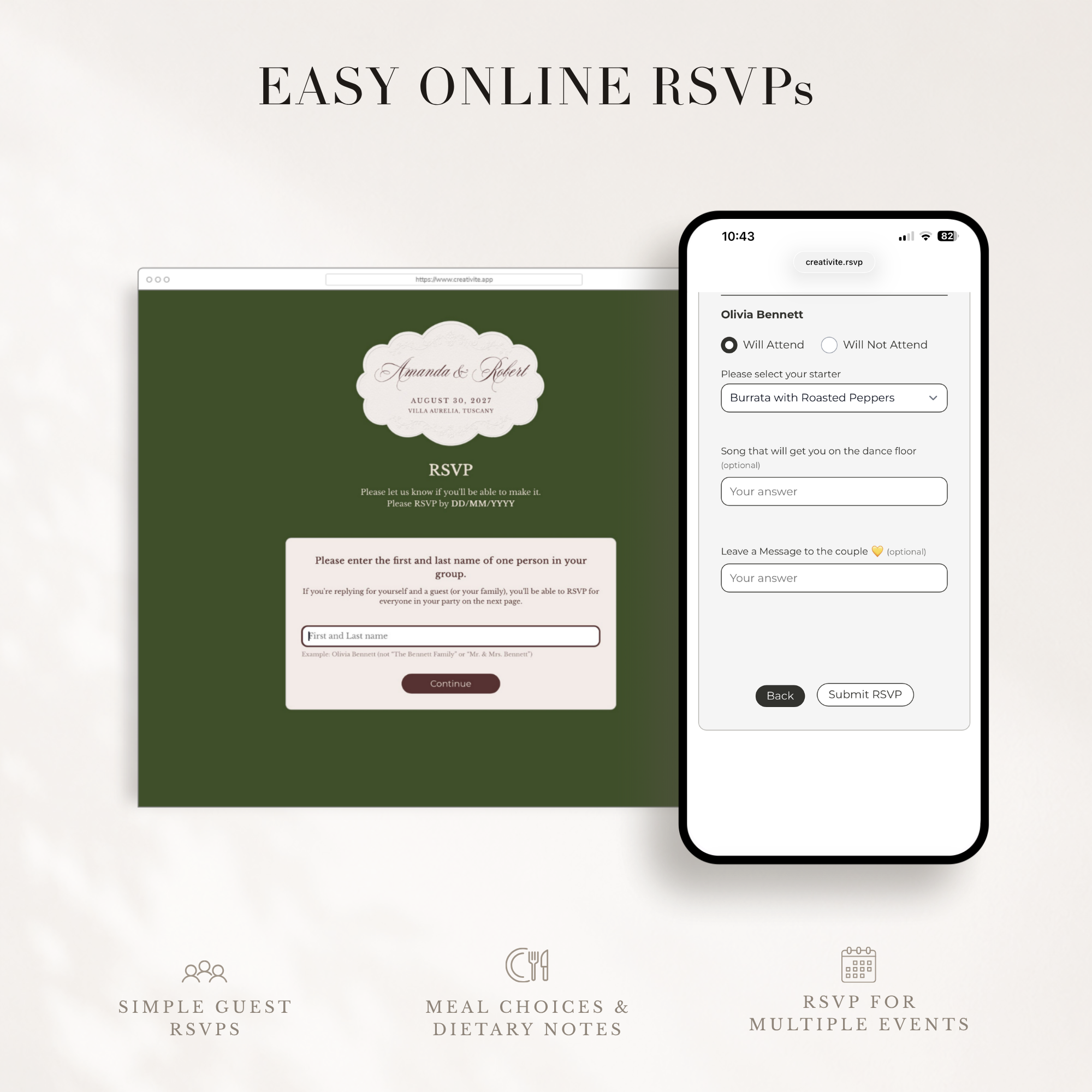 Old Money Wedding Website Template for Canva with RSVP