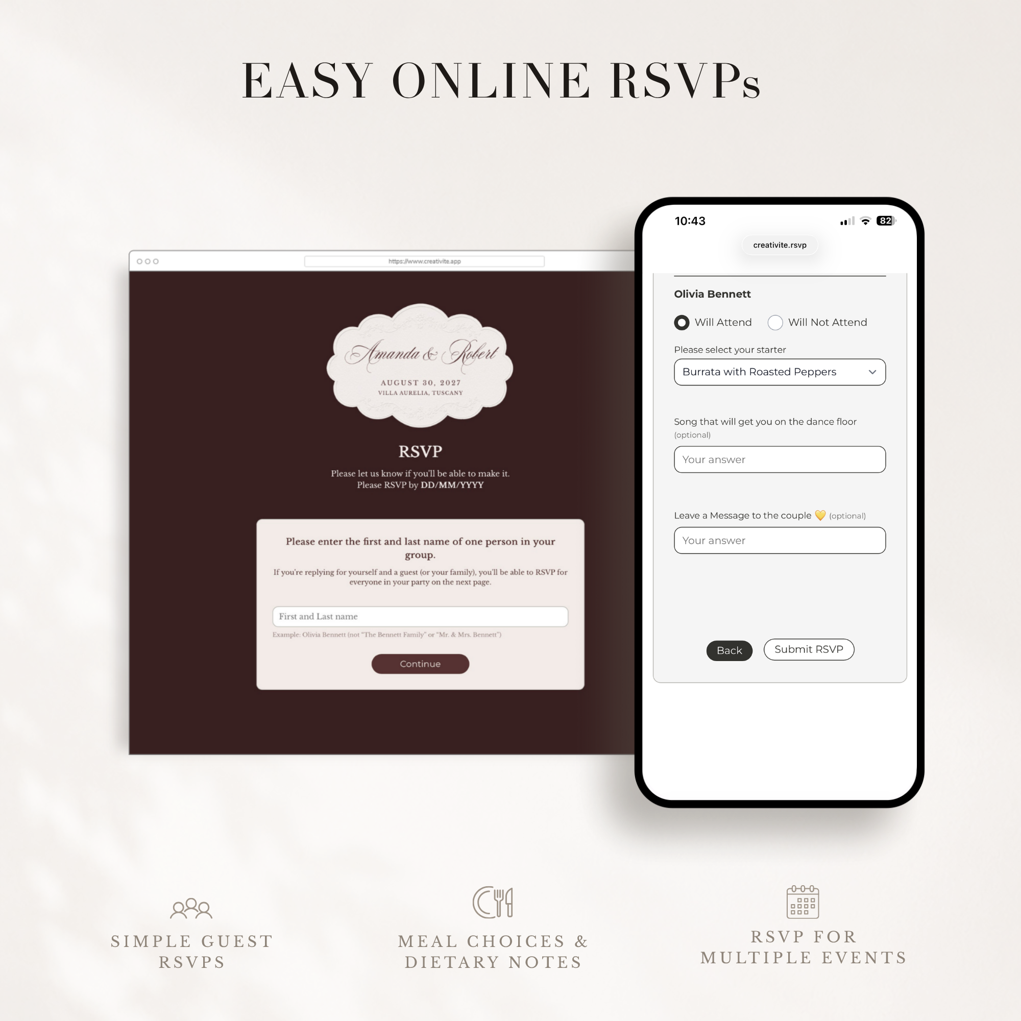 Old Money Wedding Website Template for Canva with RSVP
