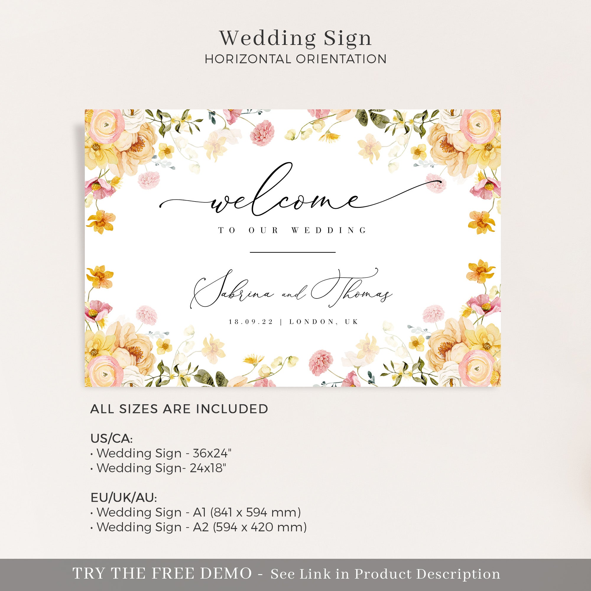 JUNE Wedding Welcome Sign Template
