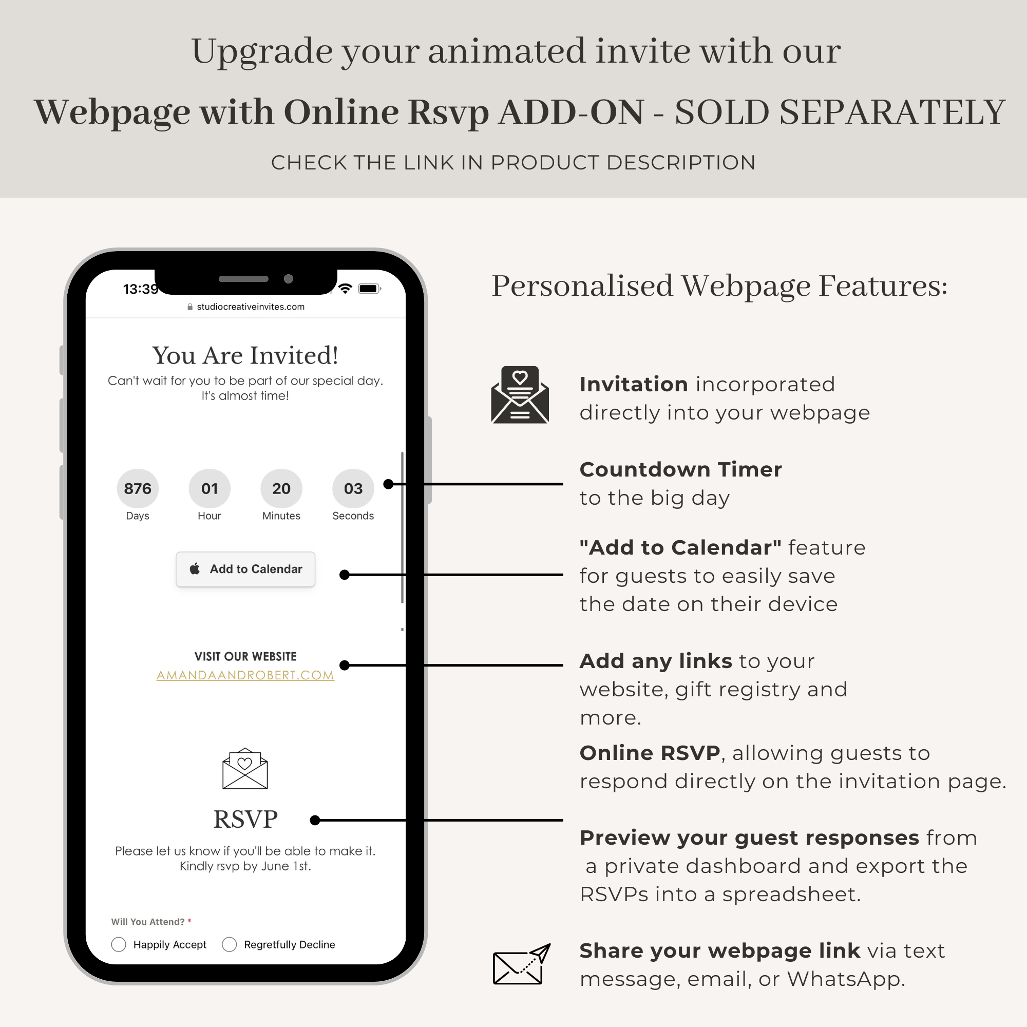 Boarding Pass Wedding Invitation Video Template - White &amp; Gold