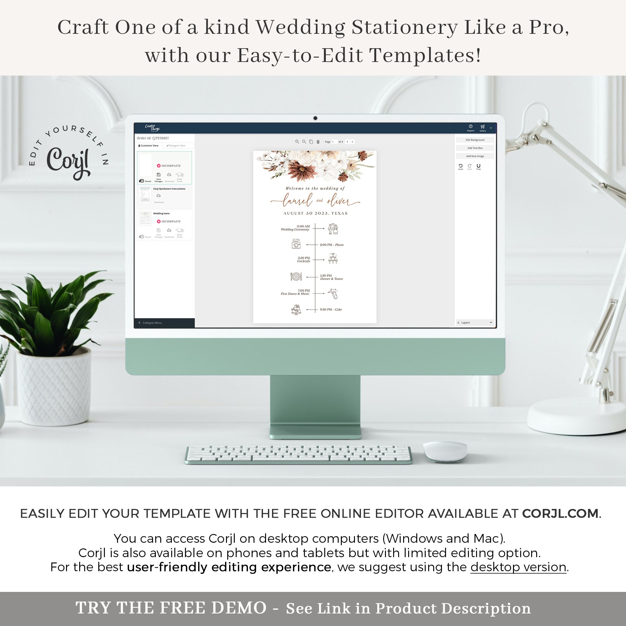 LAUREL Wedding Program Fan Template