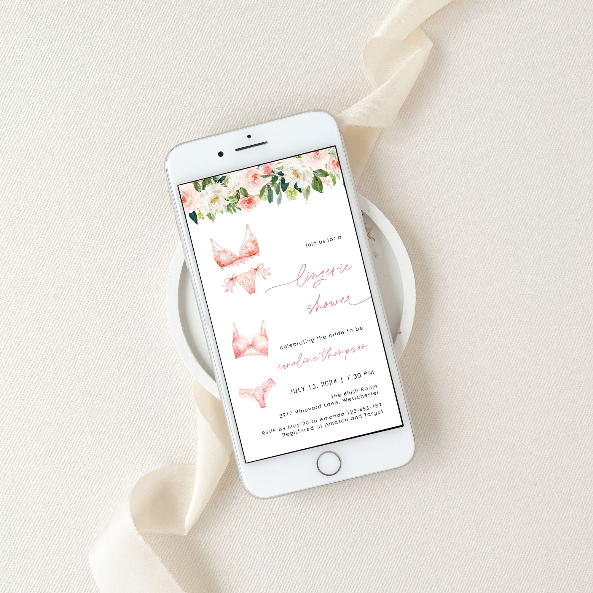 Lingerie Shower Invitation Card Digital