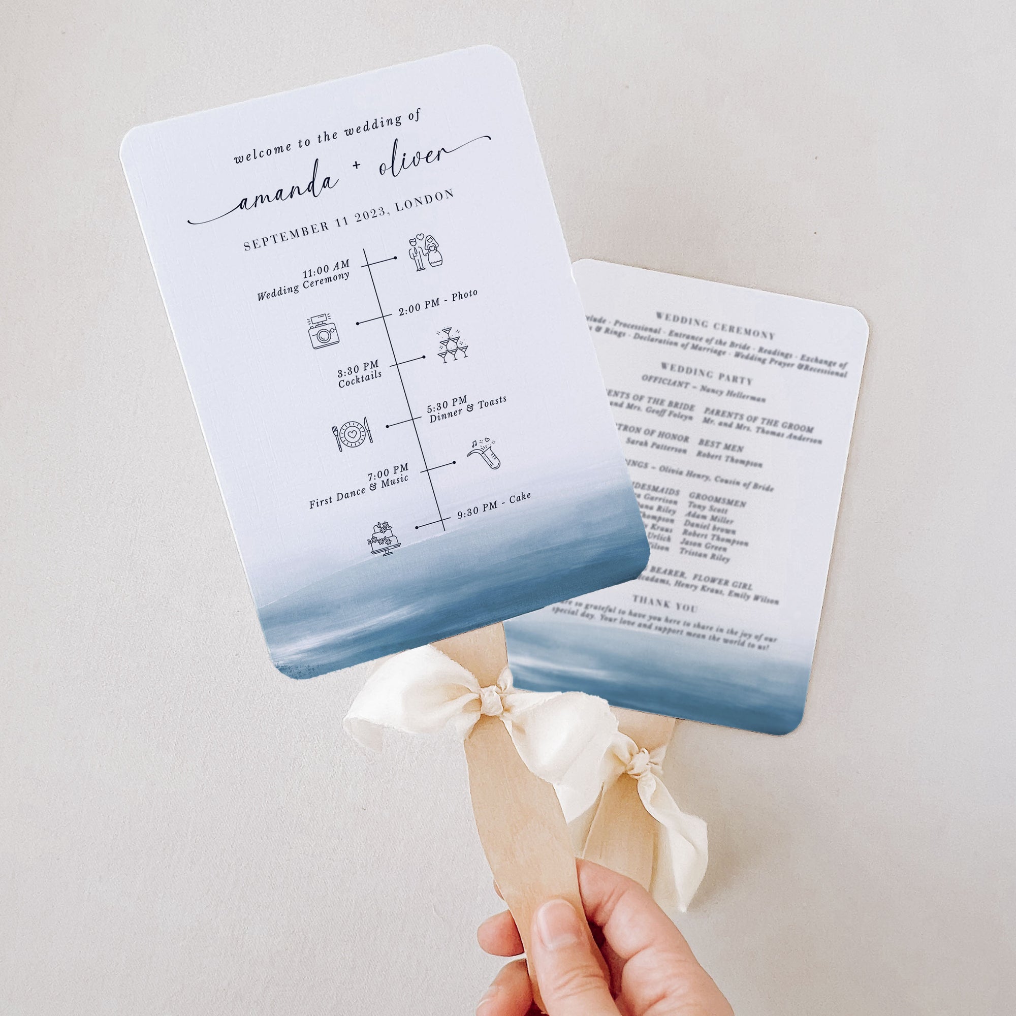 ELETTRA Wedding Ceremony Program Fans Printable