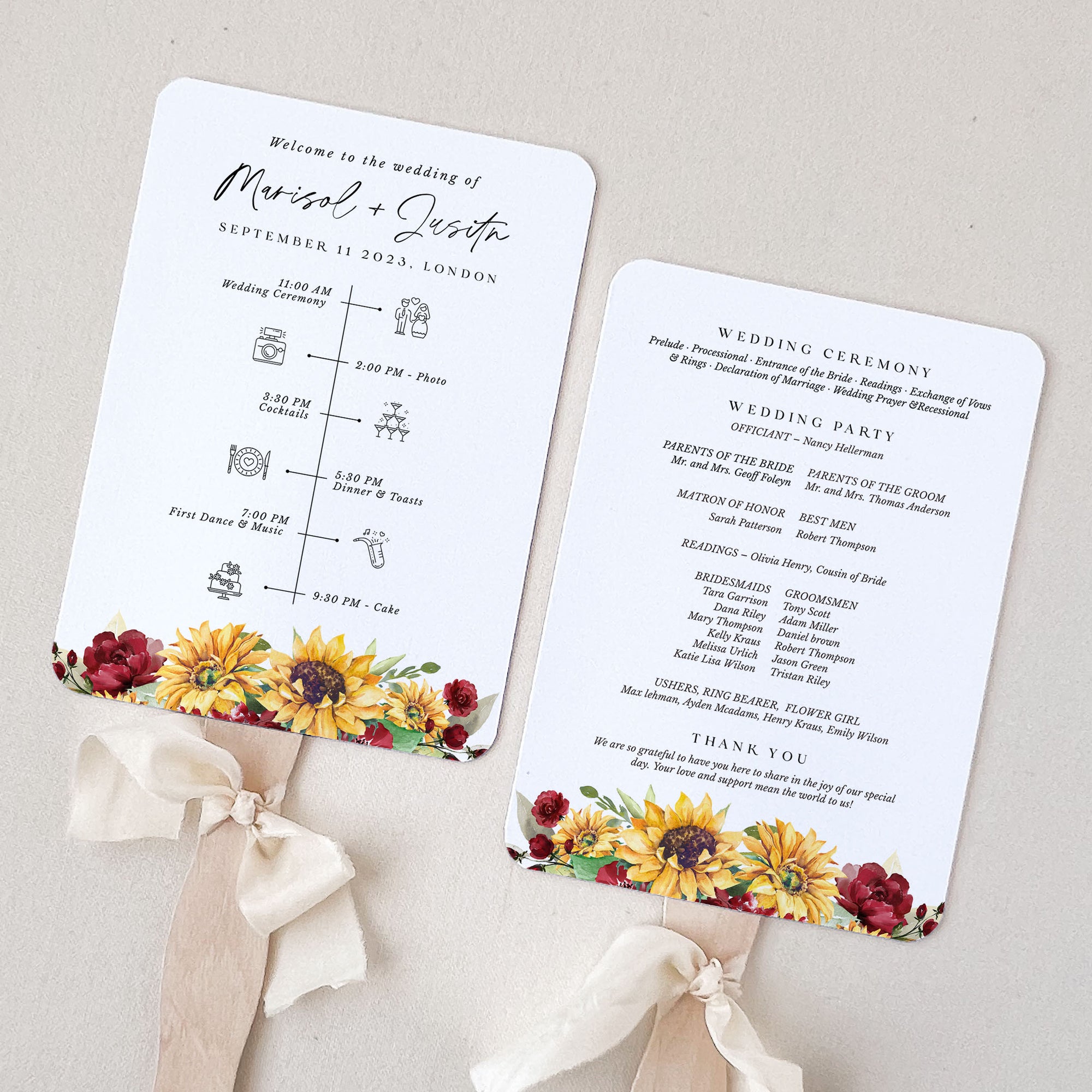 RUBY Wedding Program Fan Template
