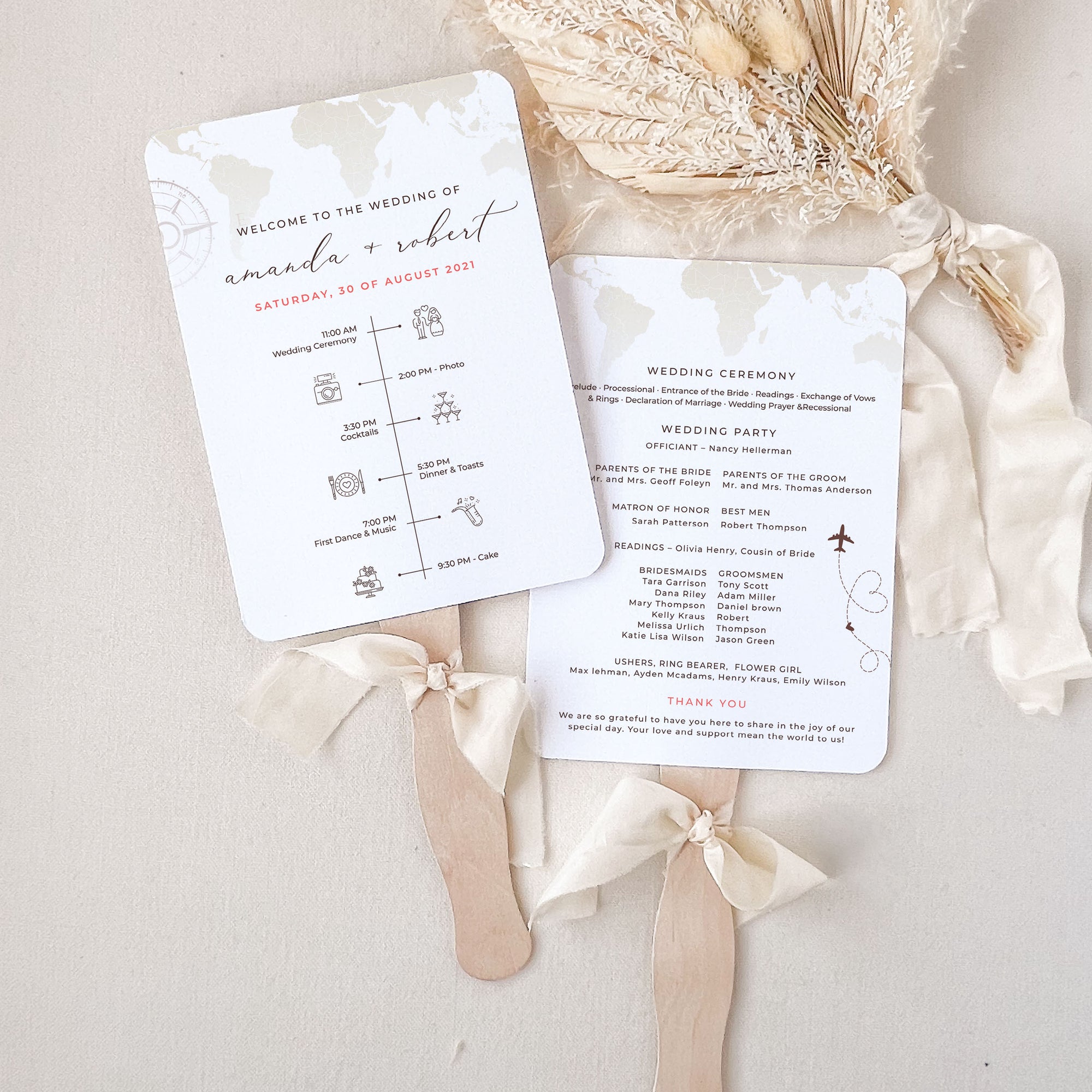 SOFIA Wedding Program Hand Fan Template