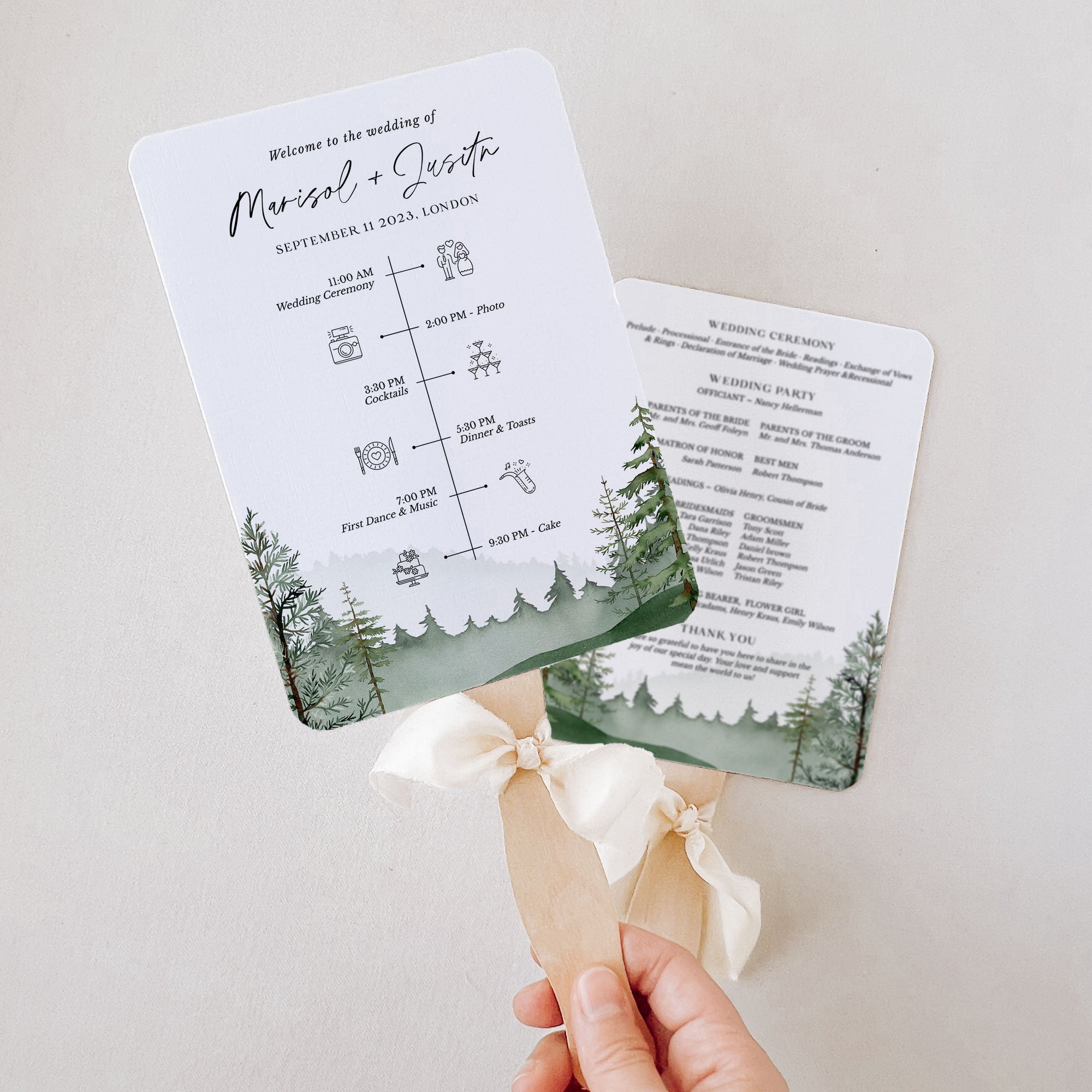 GAIA Wedding Program Fan Template