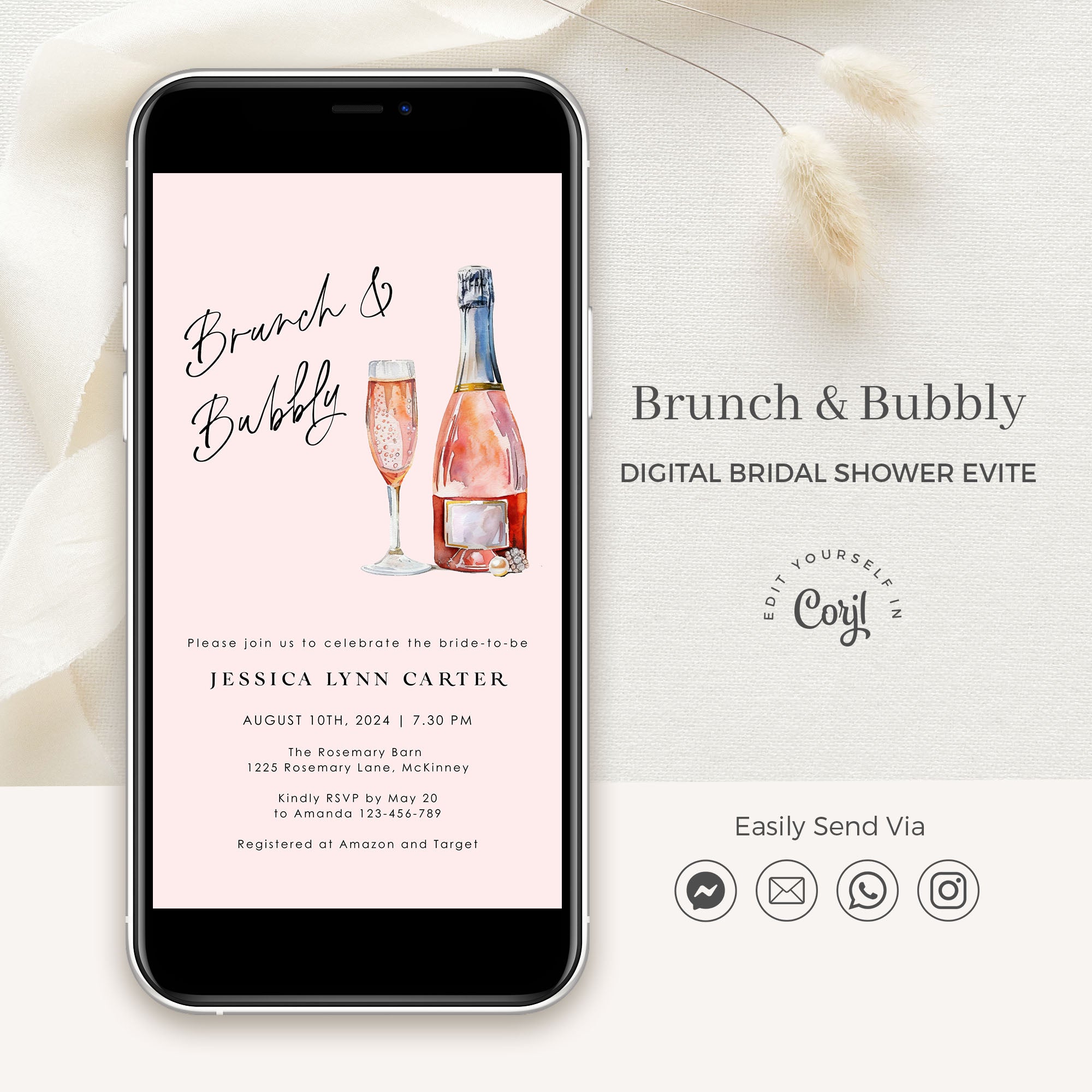 Brunch & Bubbly Bridal Shower Invitation Evite