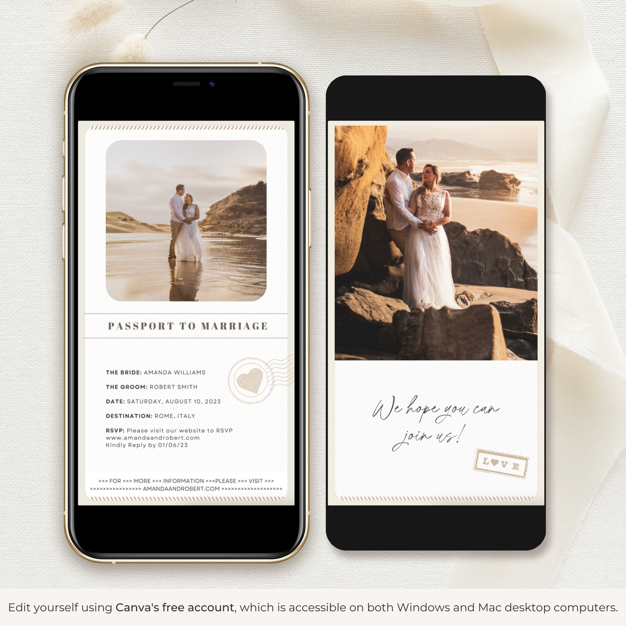 Passport Save the Date Video Template - Taupe