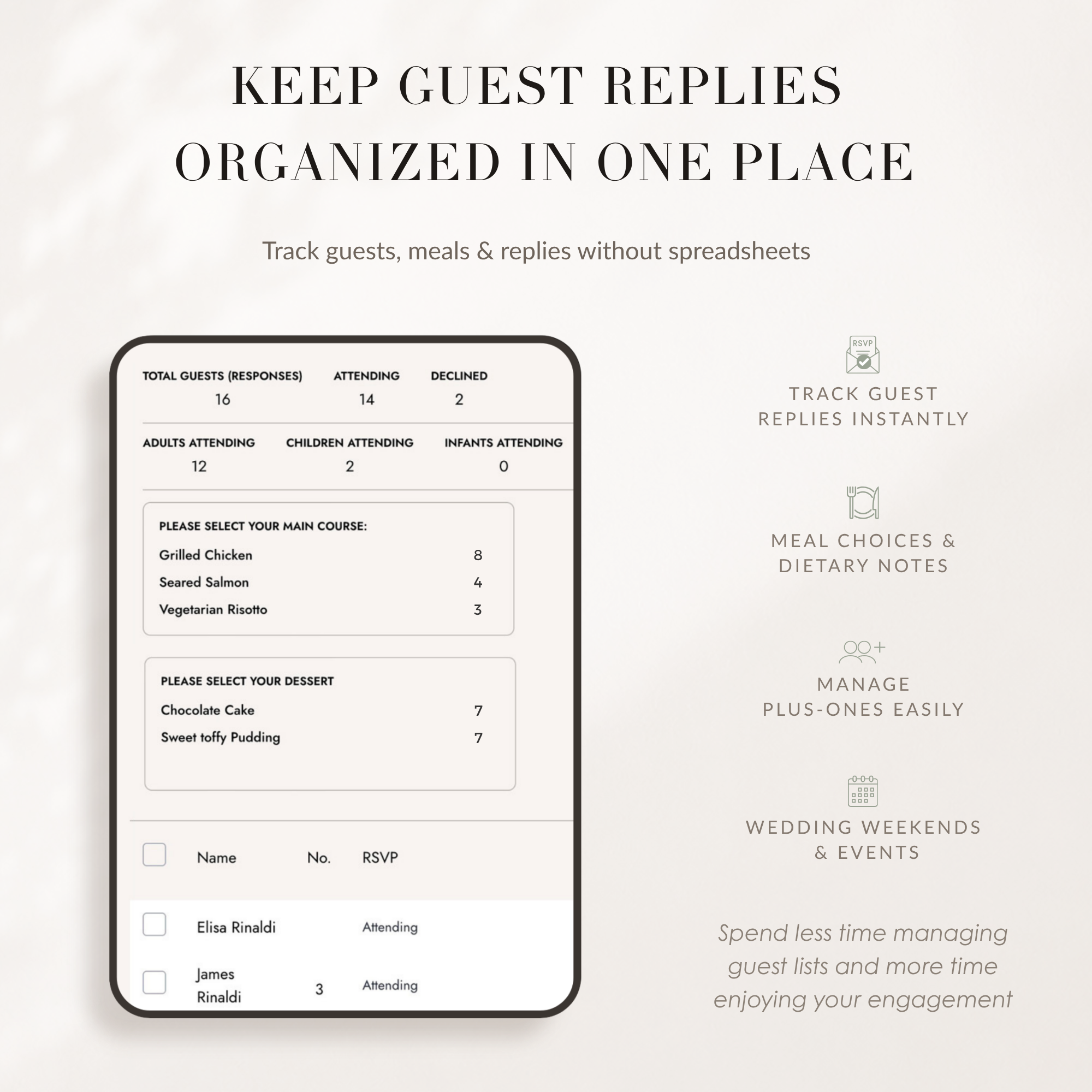 Online Wedding RSVP Page — Collect &amp; Track Guest Replies | Creativite