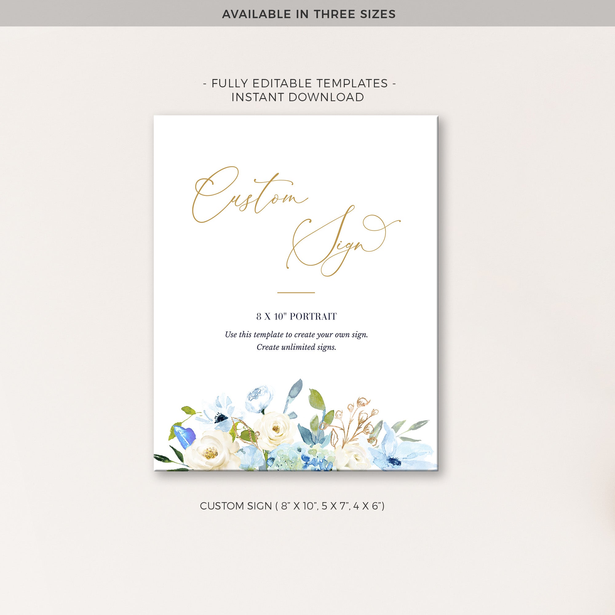 AZZURRA Small Wedding Sign Template