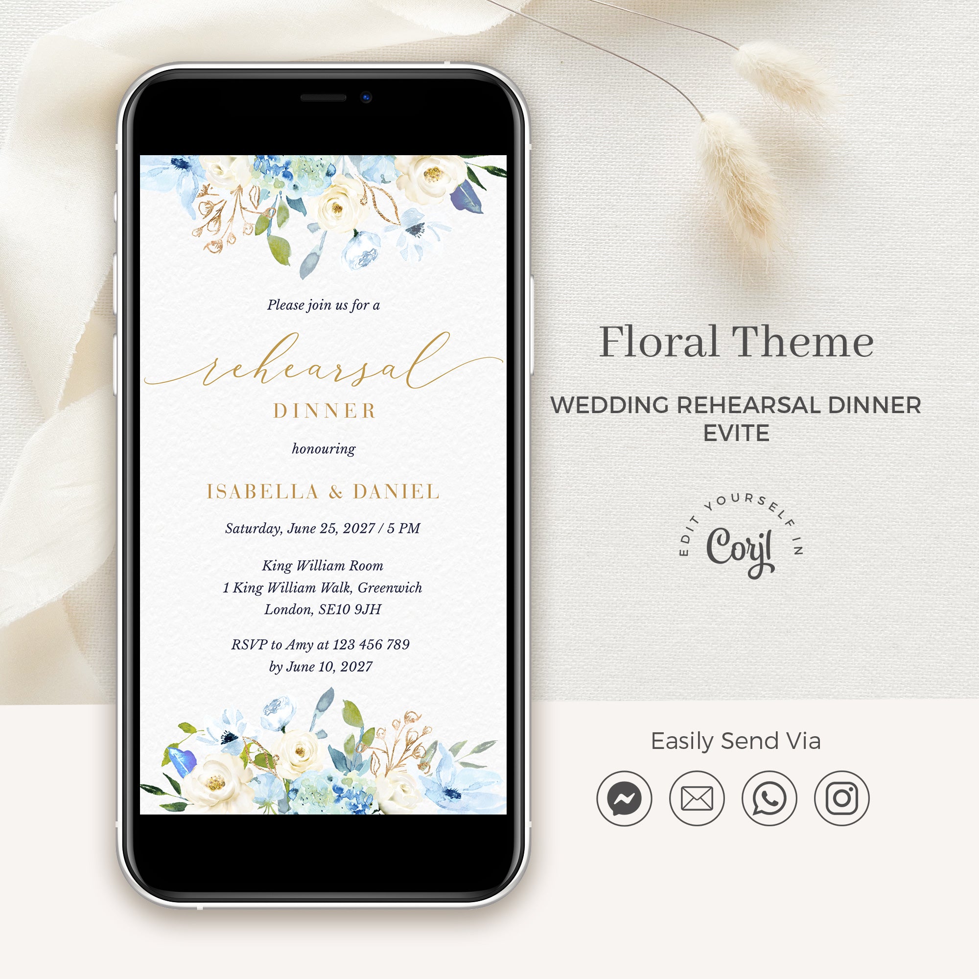 AZZURRA Wedding Rehearsal Invitation Evite