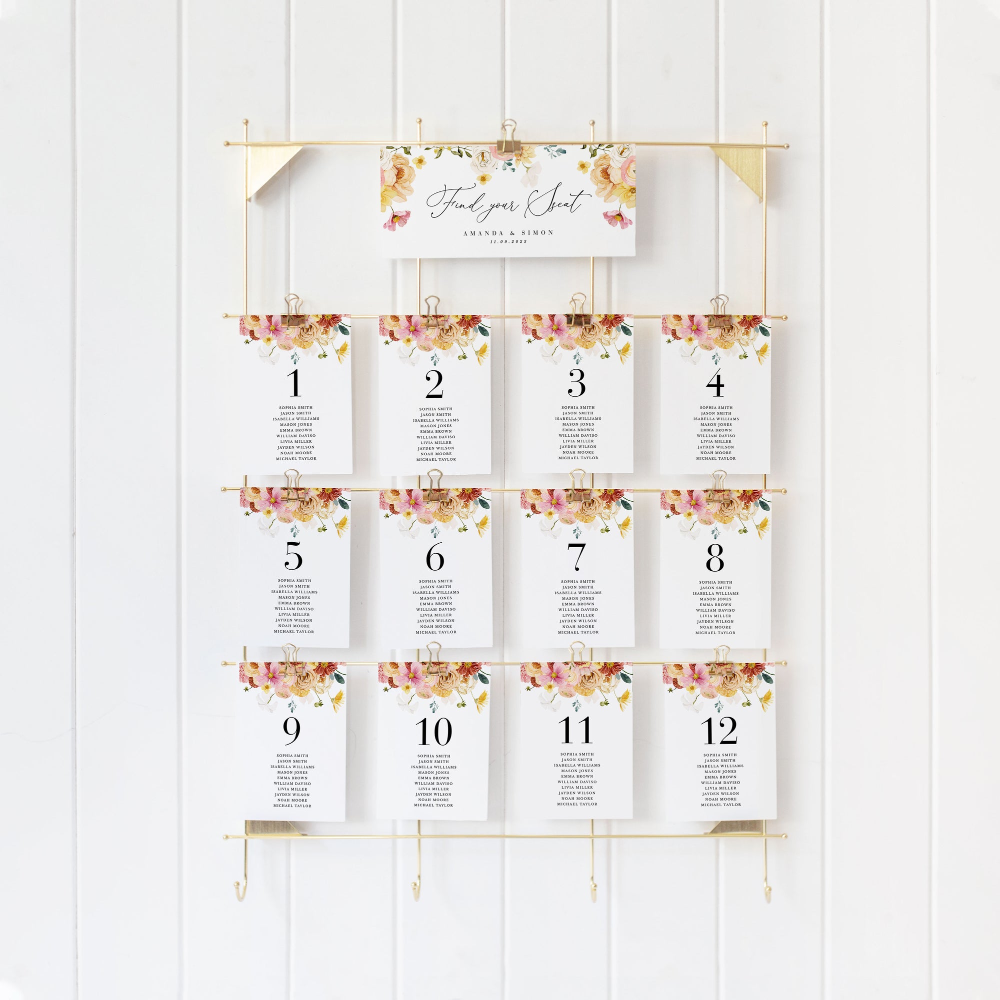 JUNE Wedding Seating Chart Card Template