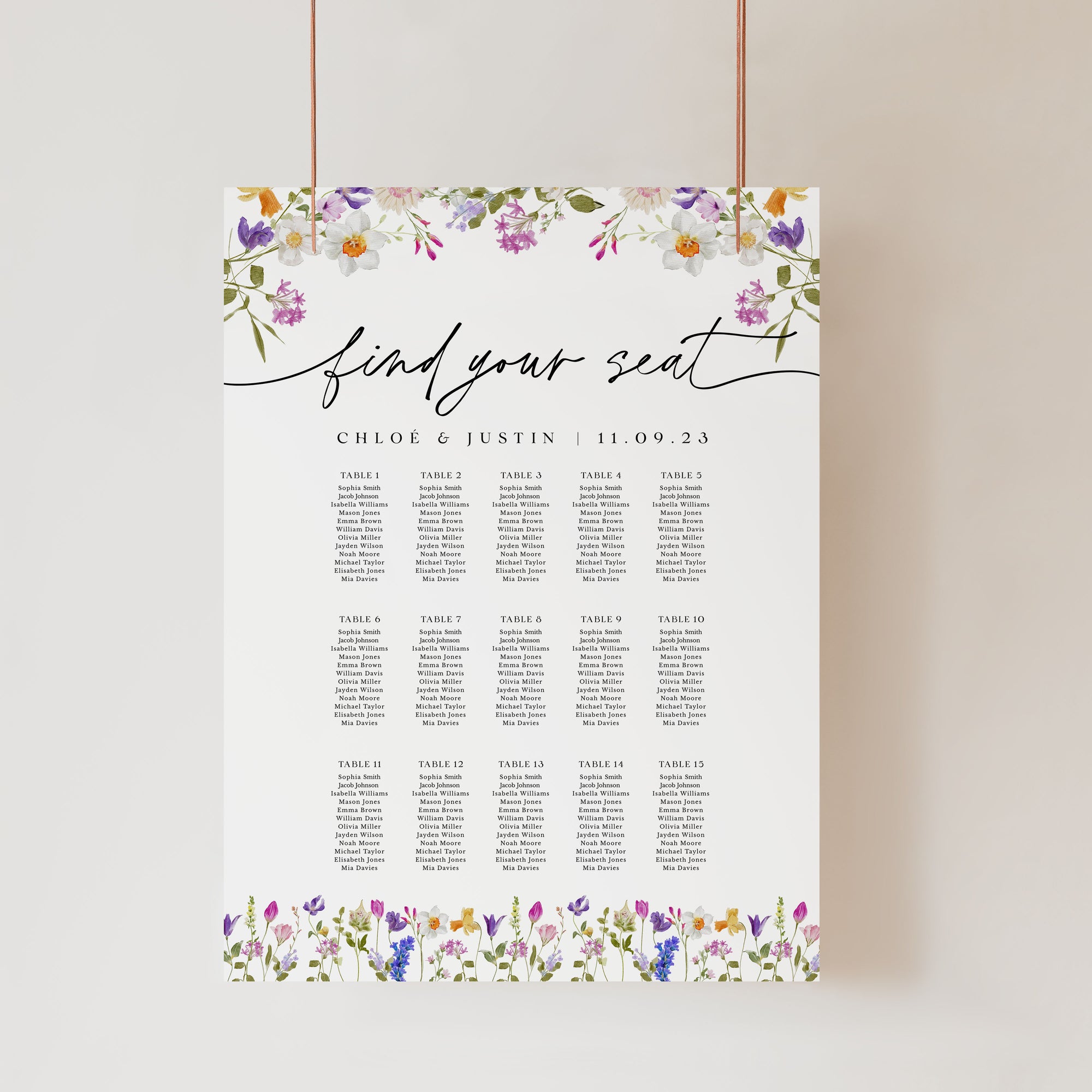 CHLOÉ Printable Wedding Seating Chart Template