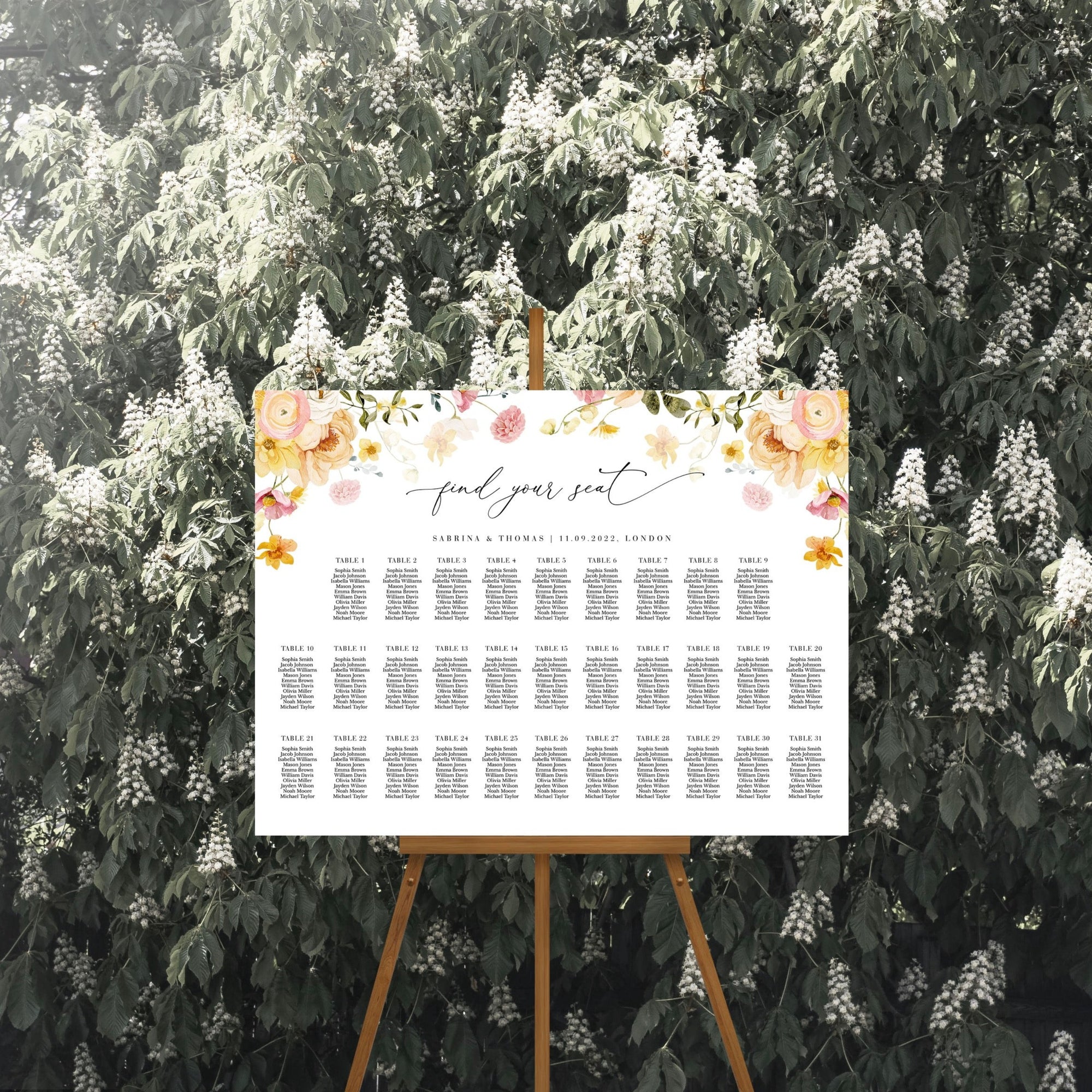 JUNE Printable Wedding Seating Chart Template
