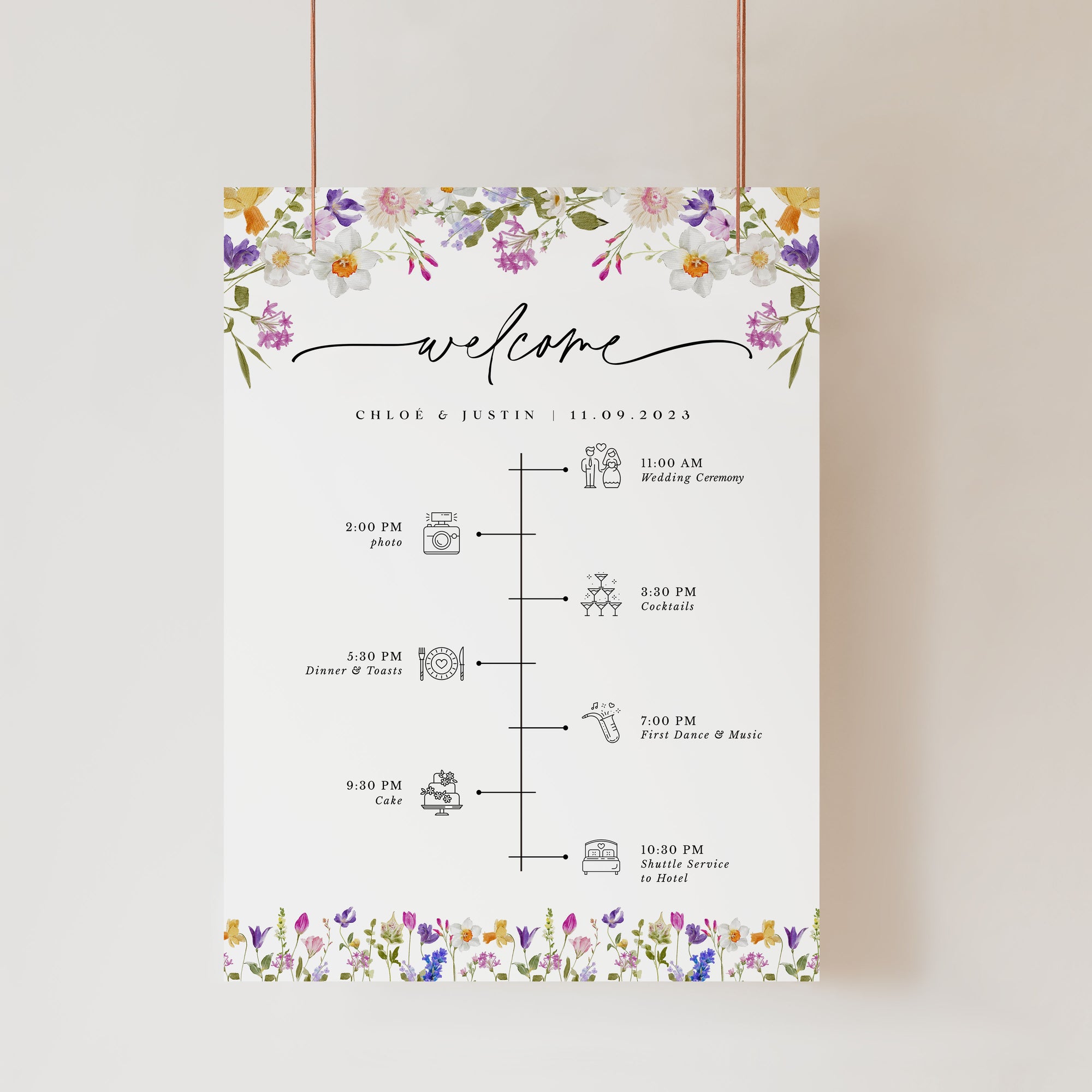 CHLOÉ Floral Wedding Order of Event Sign Printable