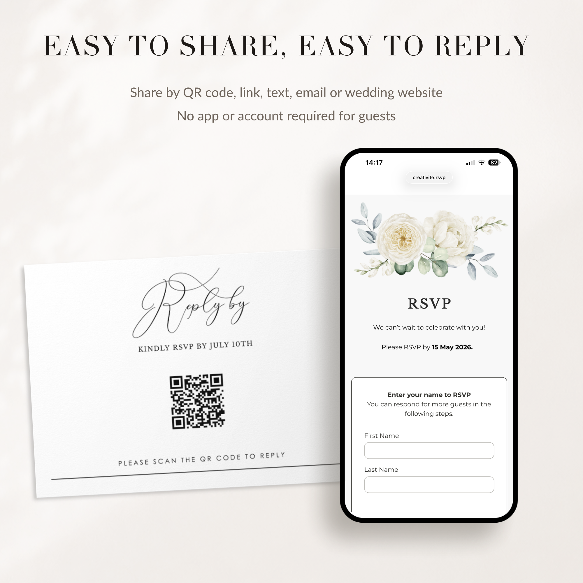 Online Wedding RSVP Page — Collect &amp; Track Guest Replies | Creativite