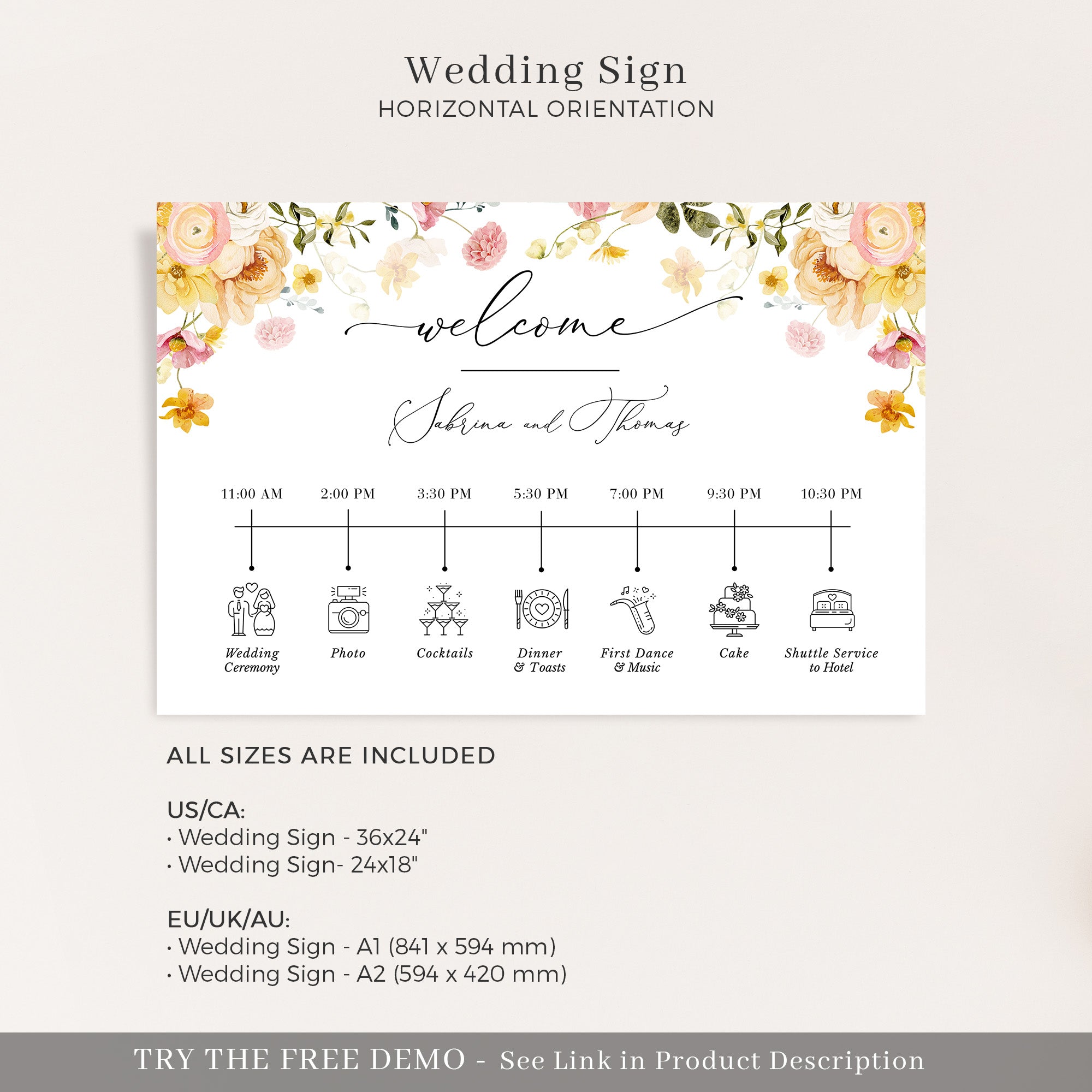 JUNE Wedding Order of Event Sign Printable