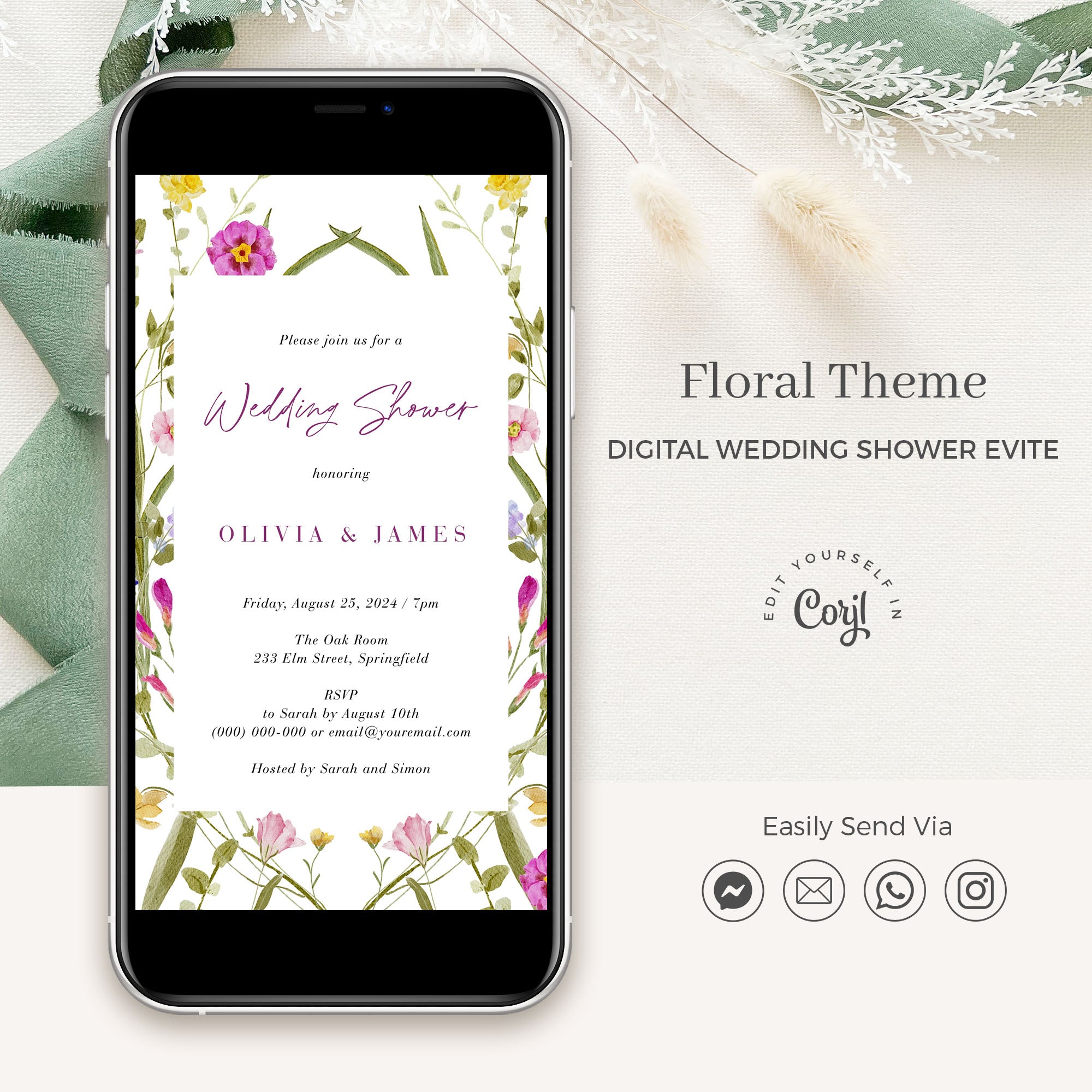 CLOE Floral Wedding Shower Invitation Evite