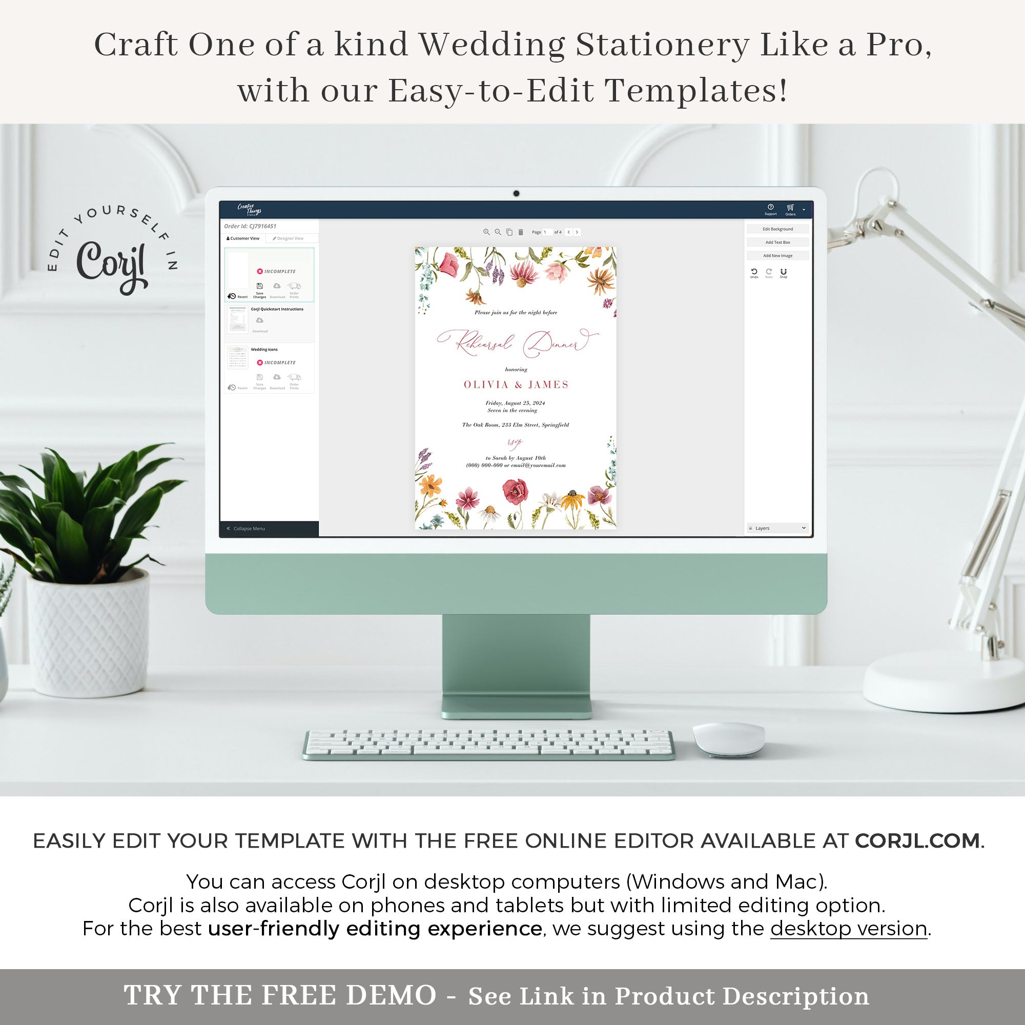 APRIL Printable Invite to Rehearsal Dinner