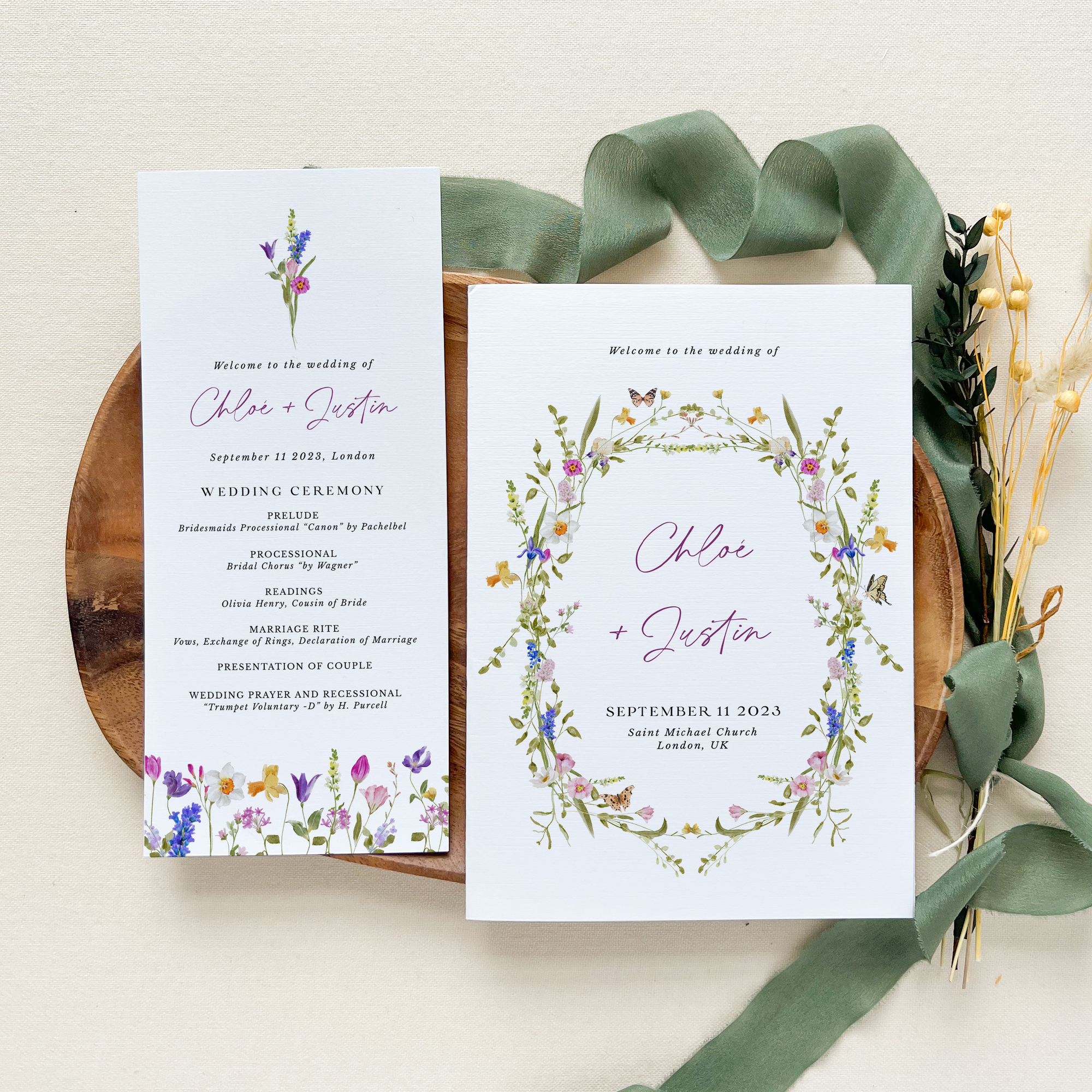 CHLOÉ Floral Wedding Program Template