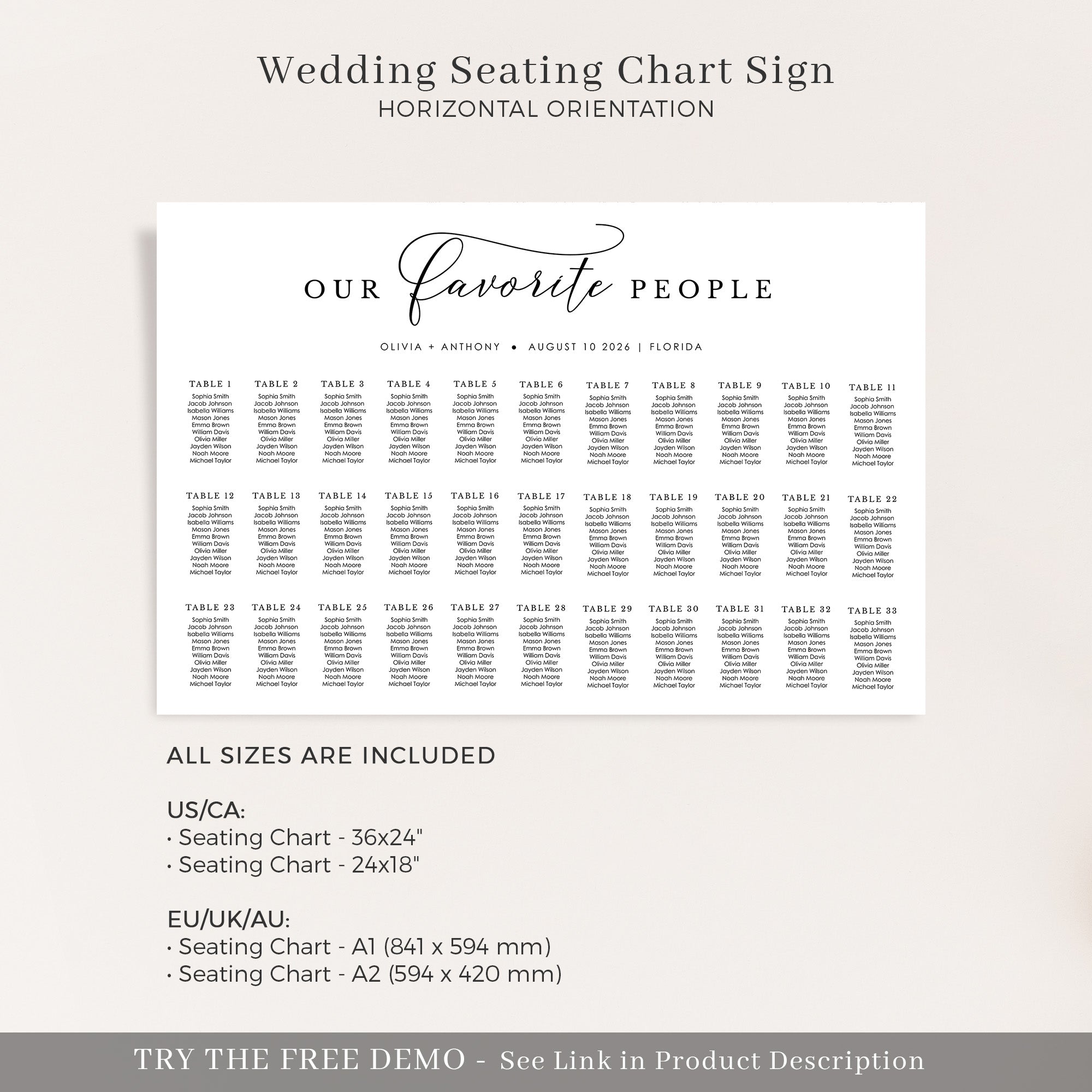 ELLA Printable Seating Chart Template