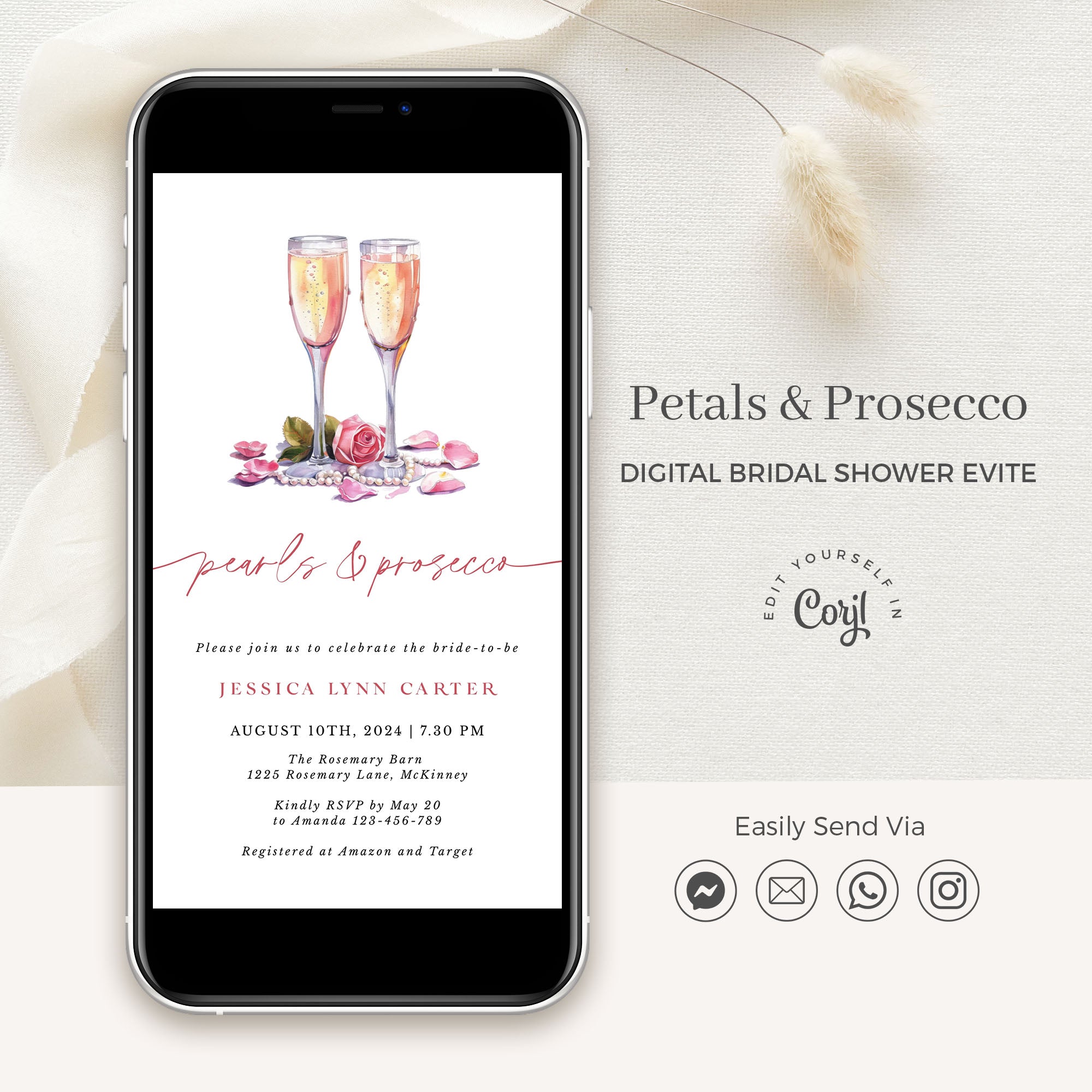 Flower Bridal Shower Digital Invitation