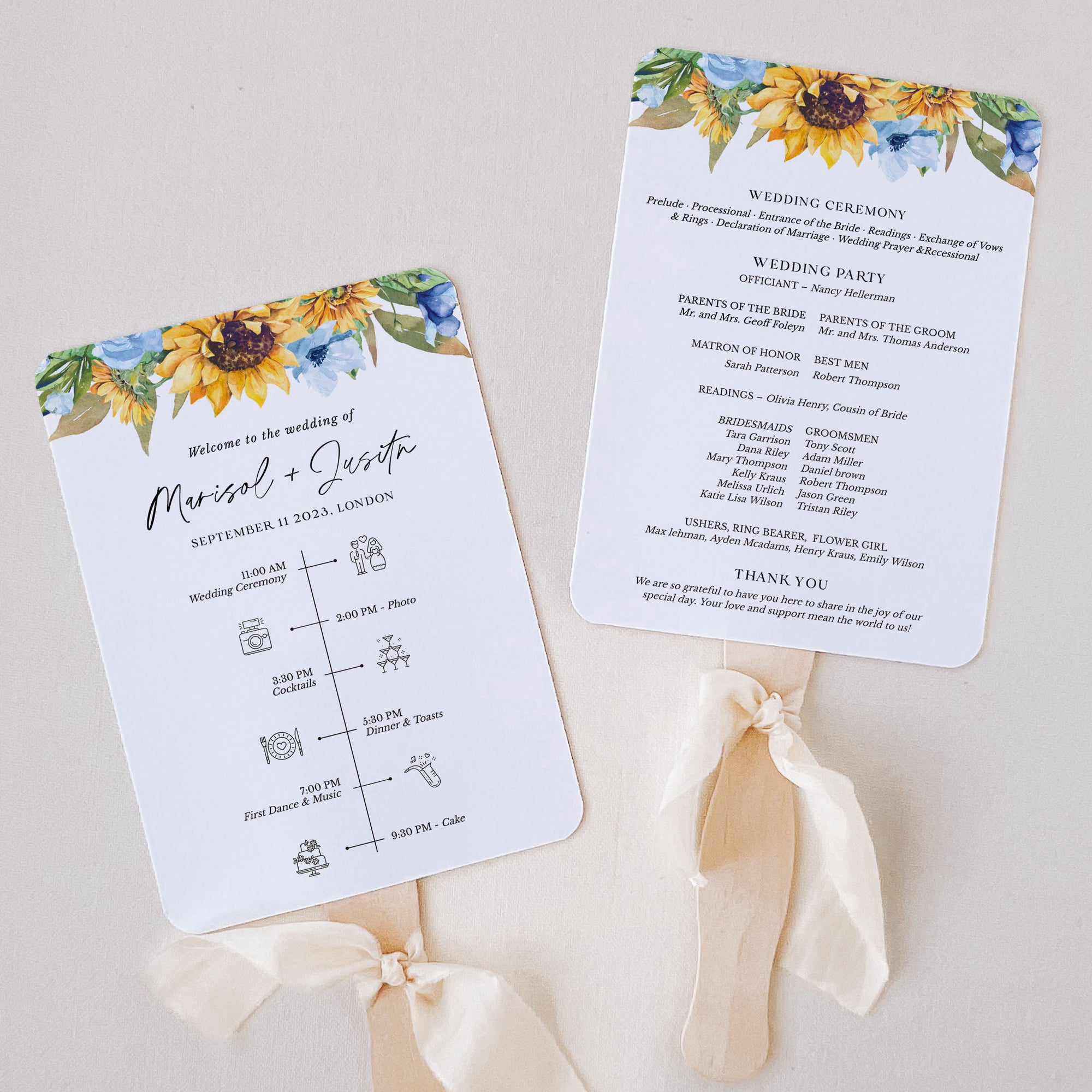 IVY Wedding Fan Program Template