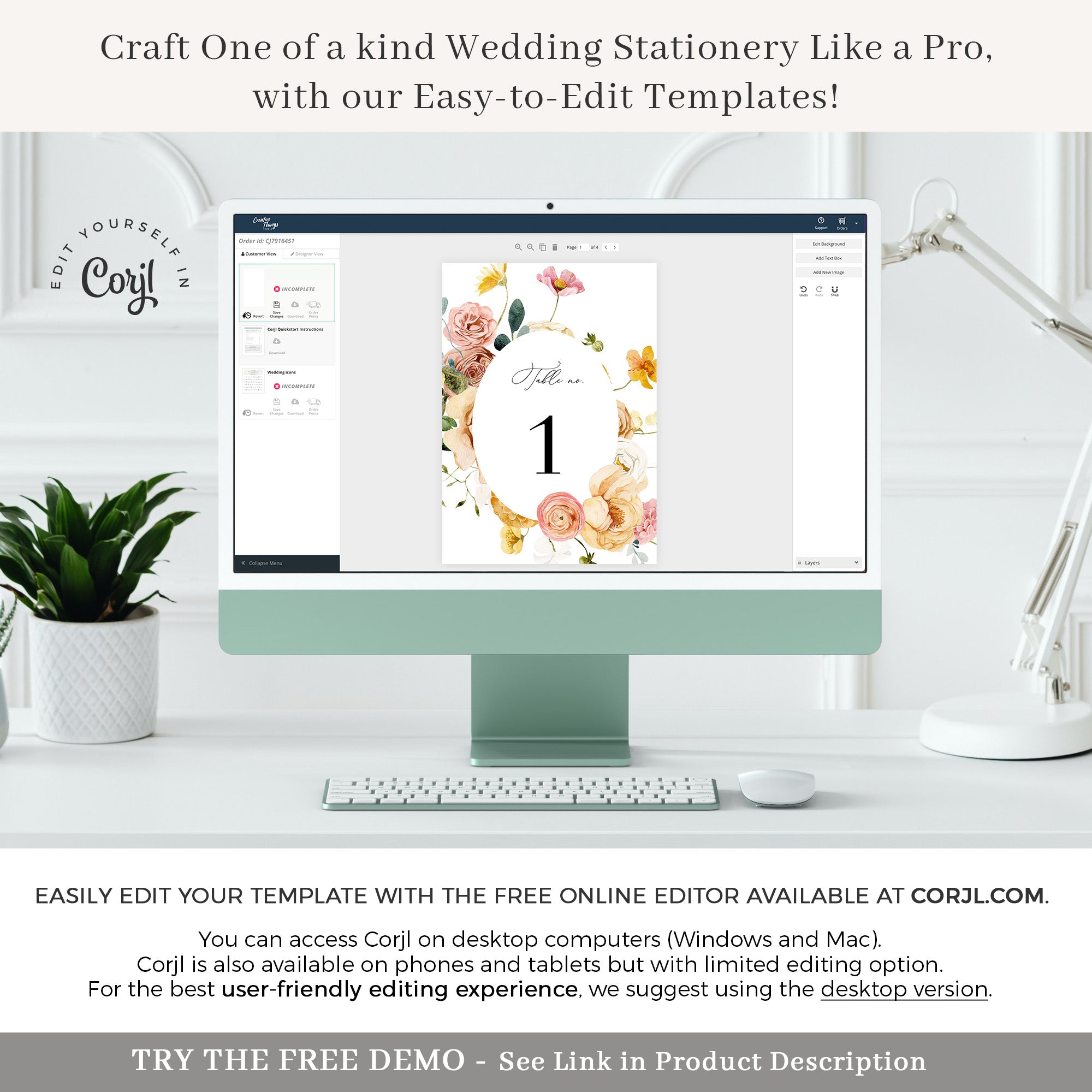 JUNE Wedding Table Numbers Printable