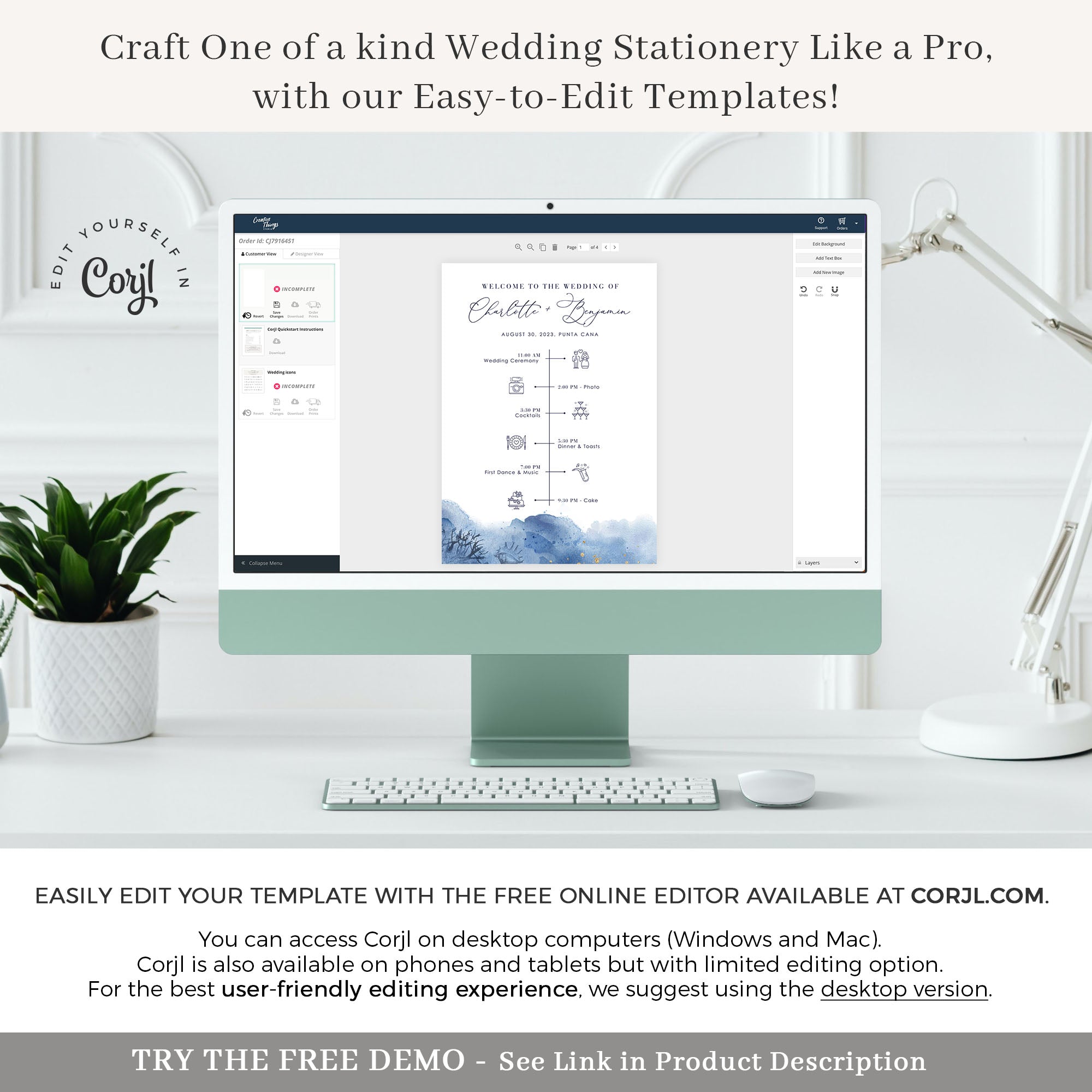 YLENIA Wedding Program Fans Diy
