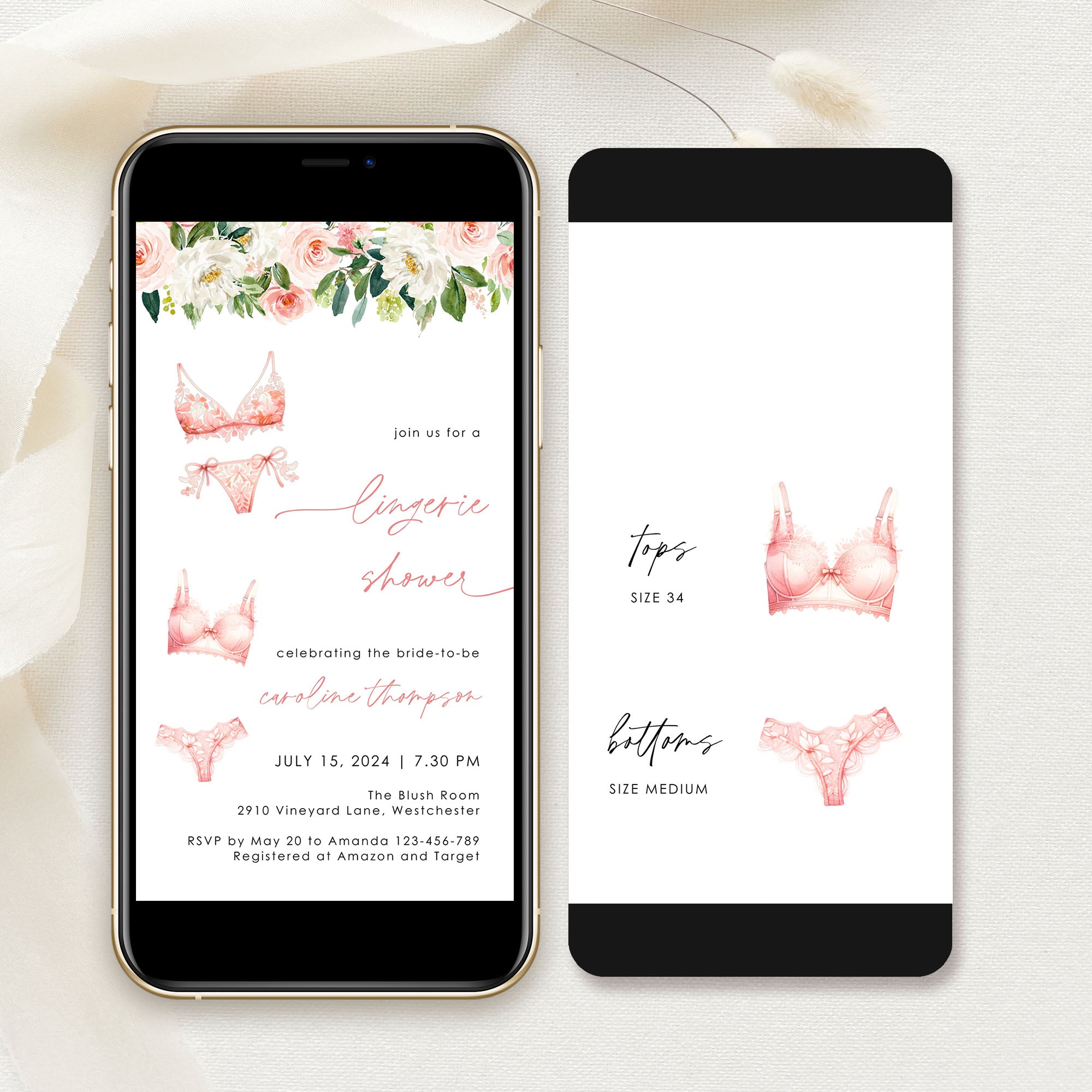 Lingerie Shower Invitation Card Digital