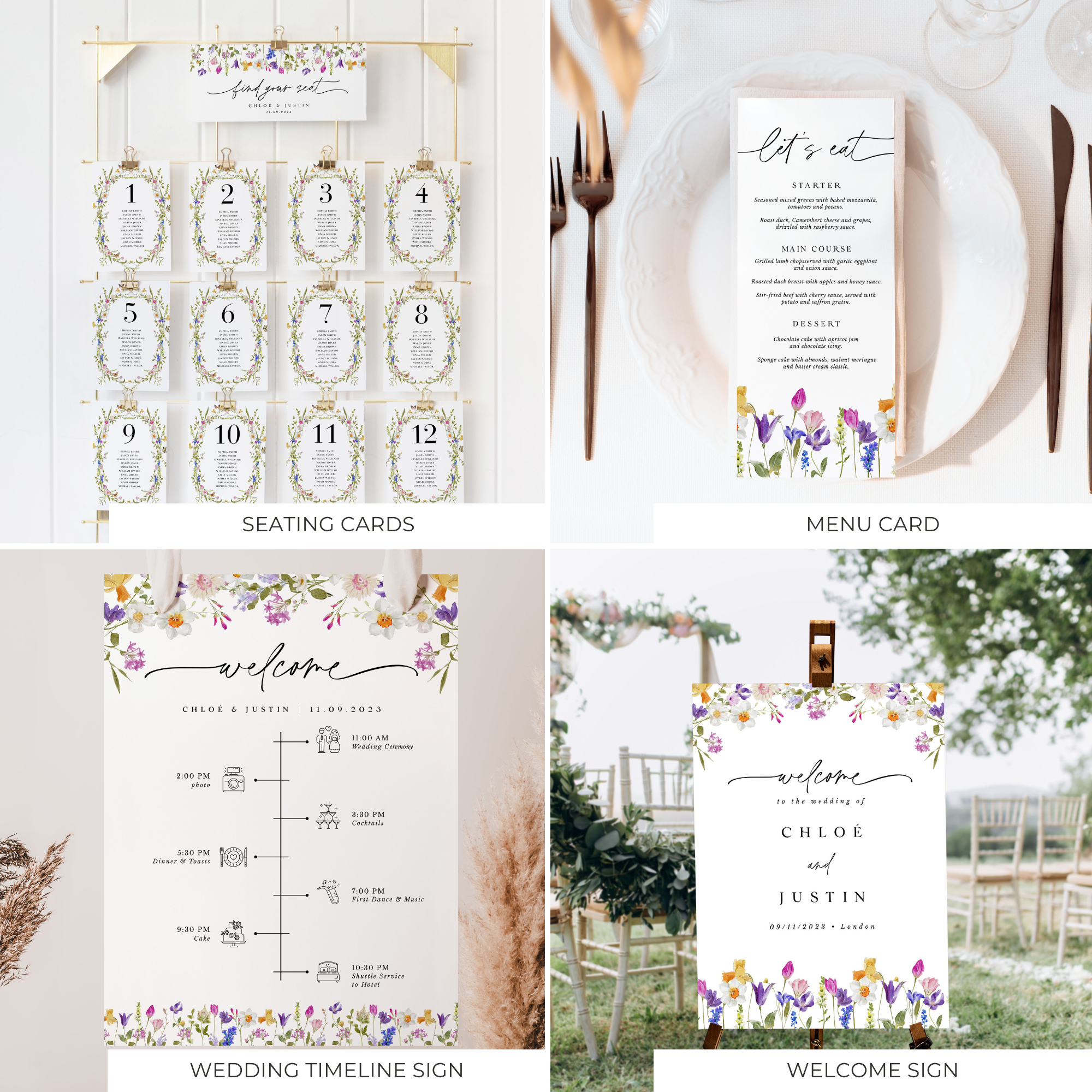 CHLOÉ Floral Wedding Stationery Templates Bundle