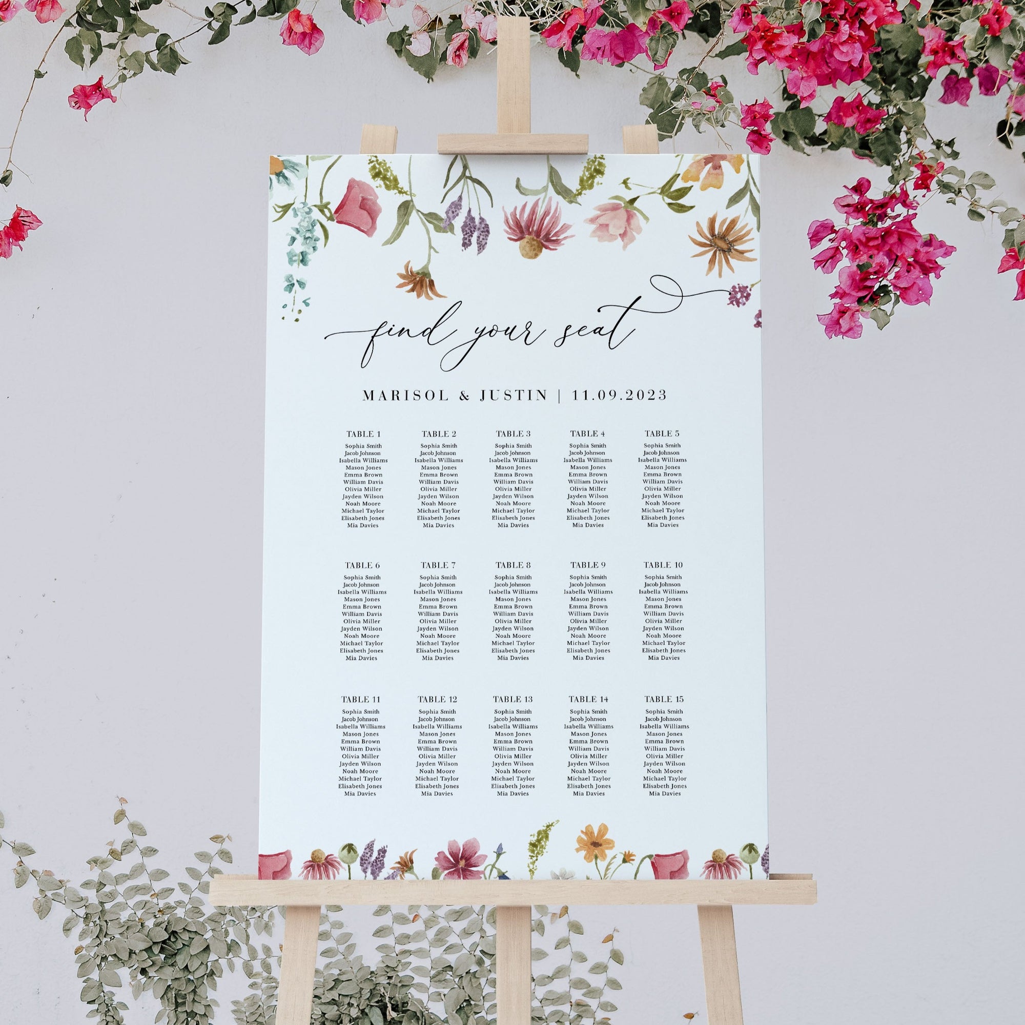 APRIL Printable Wedding Seating Chart Template
