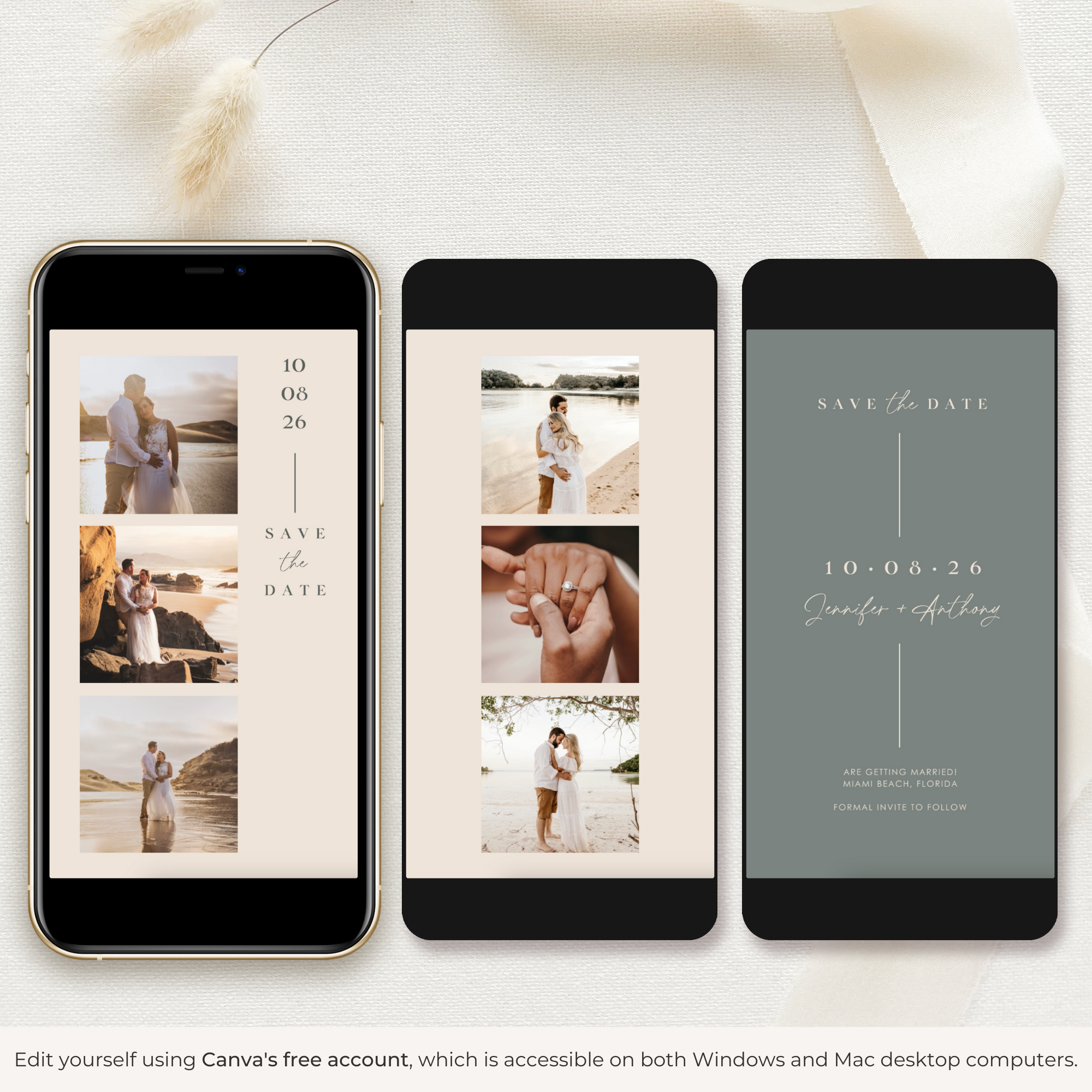 LAURA Save the Date Video Template - Sage &amp; Blush