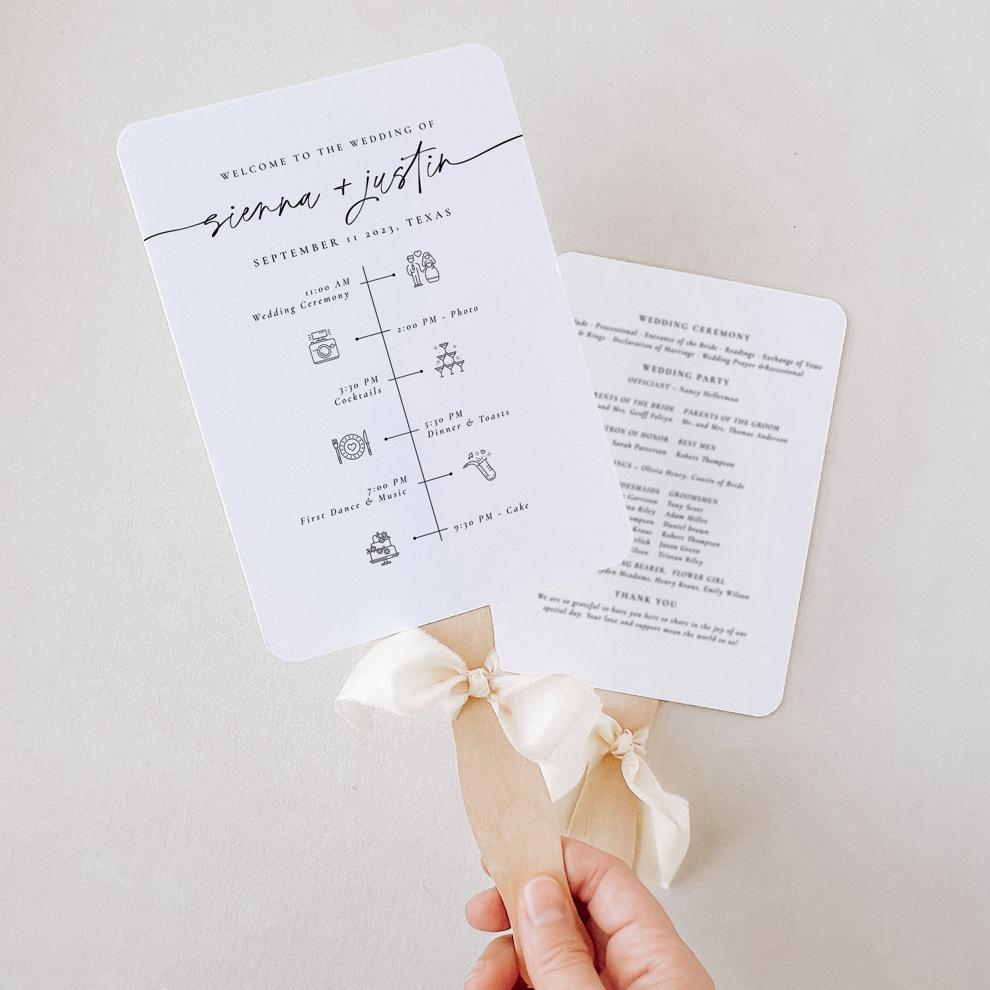 LAURA Wedding Ceremony Program Fans Template