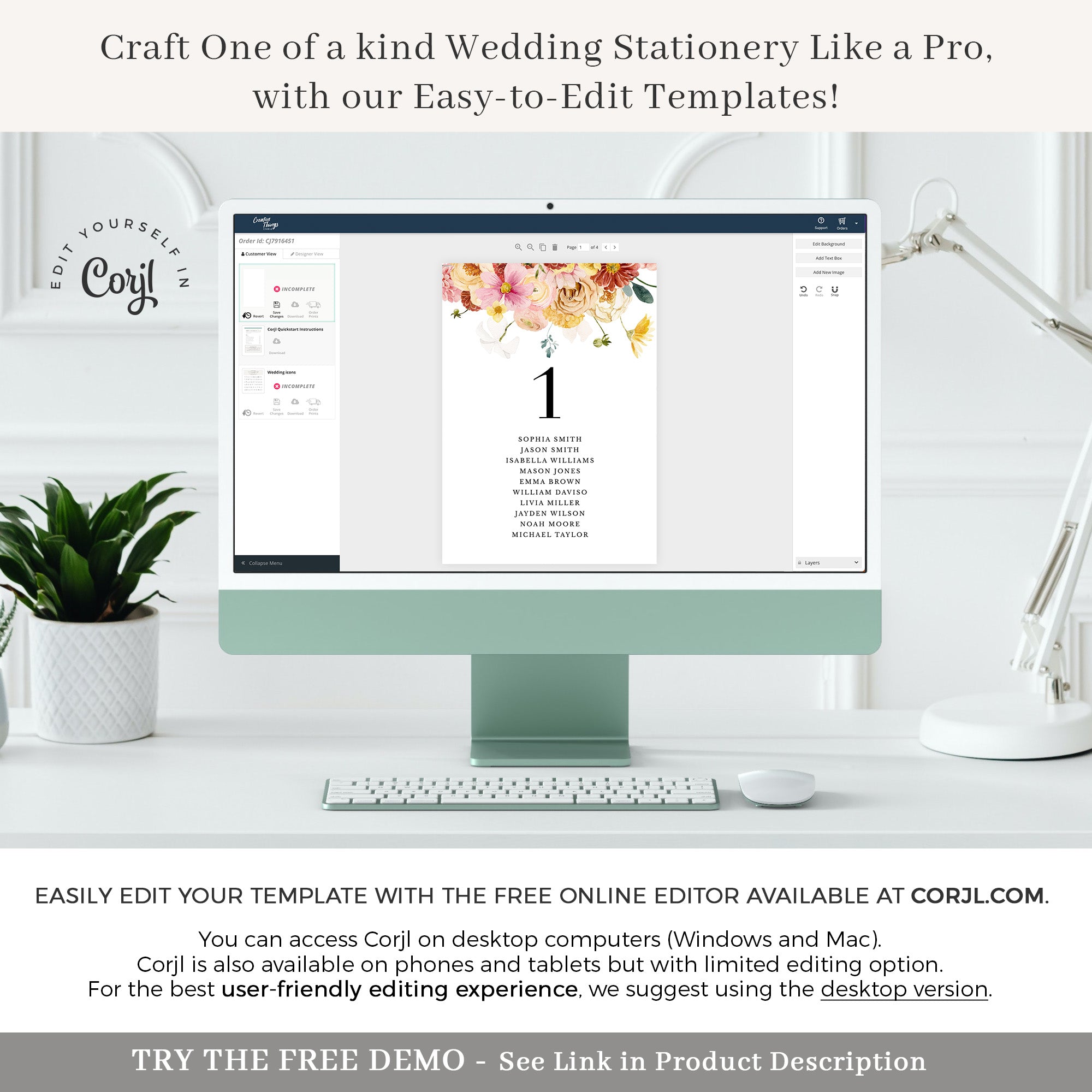 JUNE Wedding Seating Chart Card Template