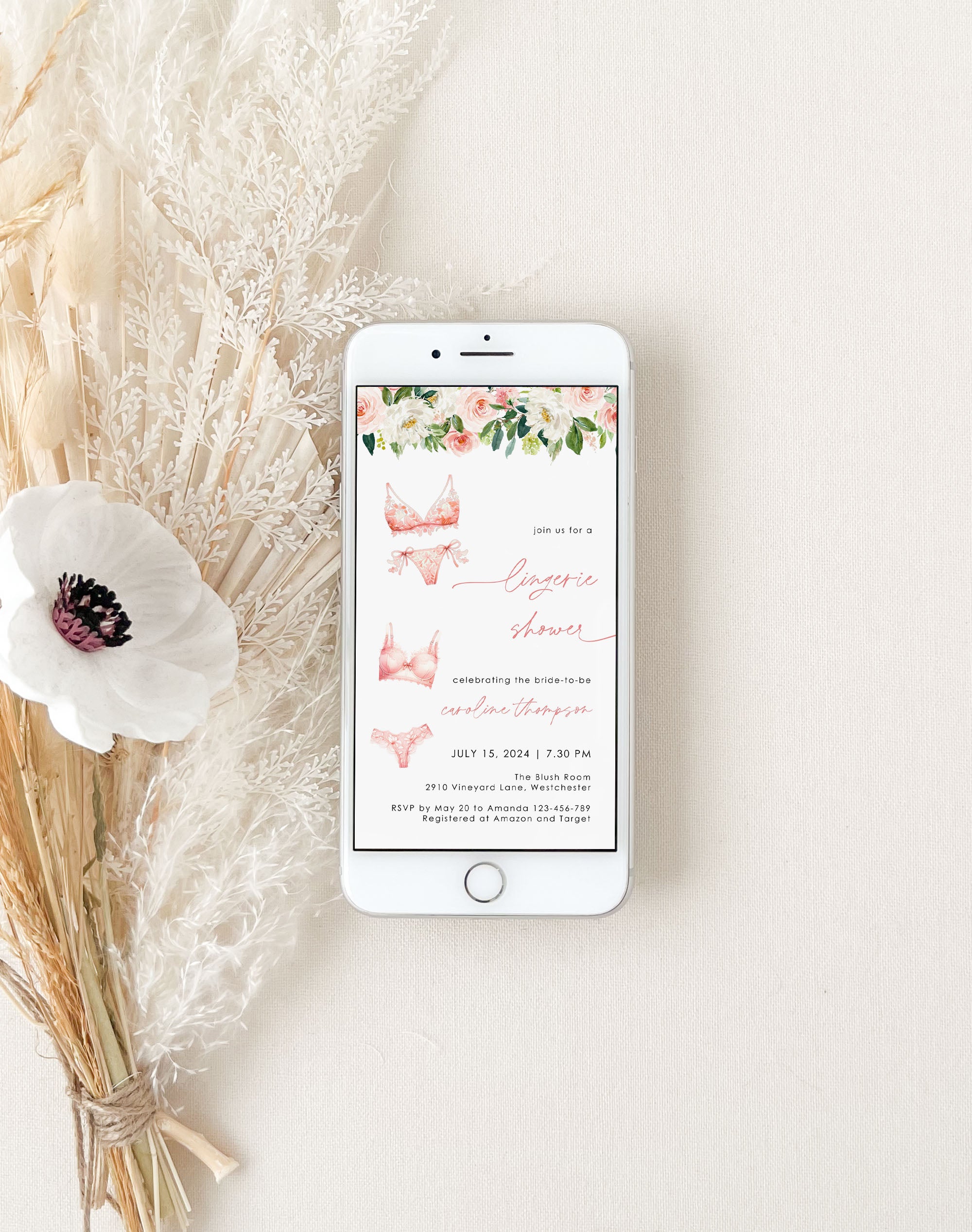 Lingerie Shower Invitation Card Digital