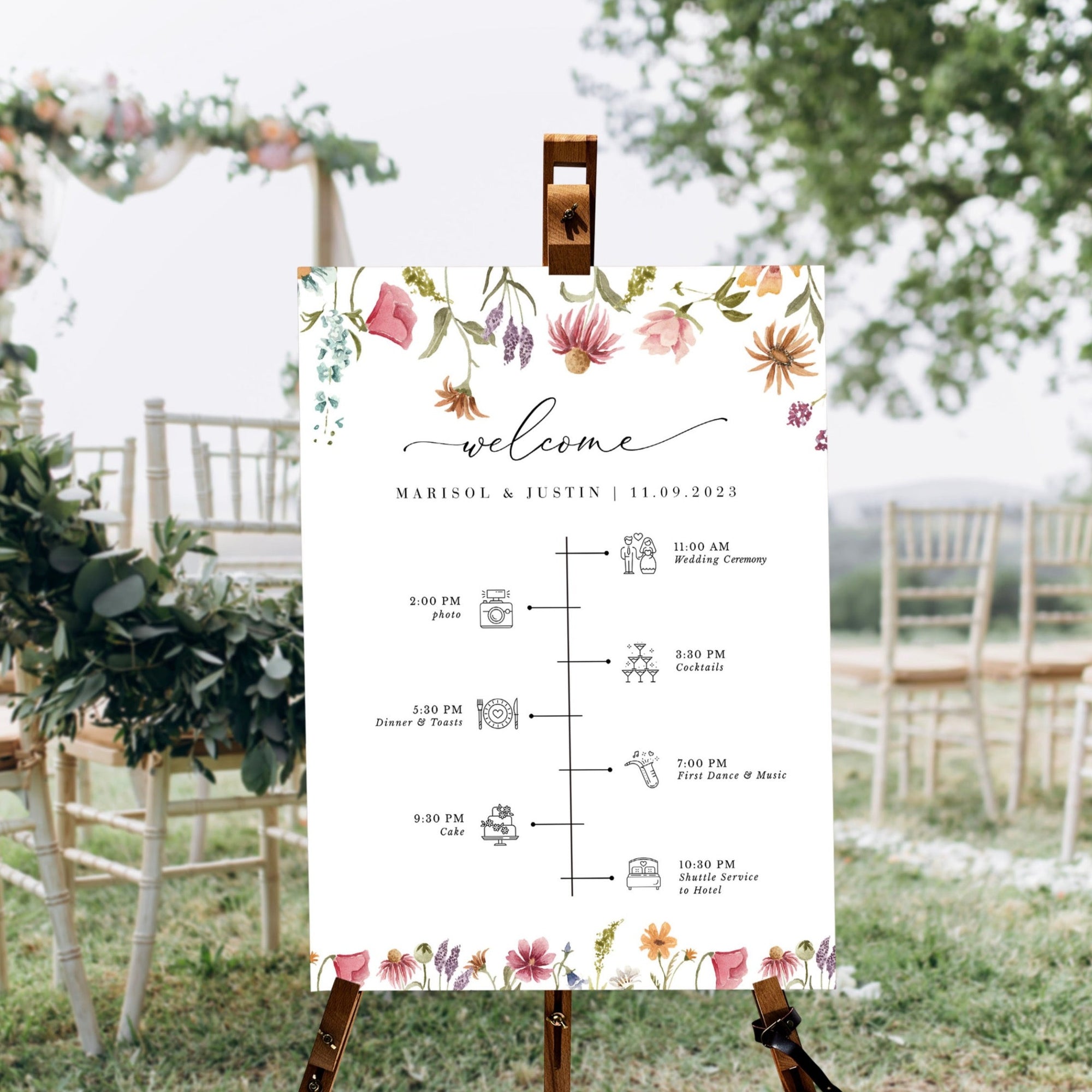 APRIL Wedding Order of Event Sign Printable