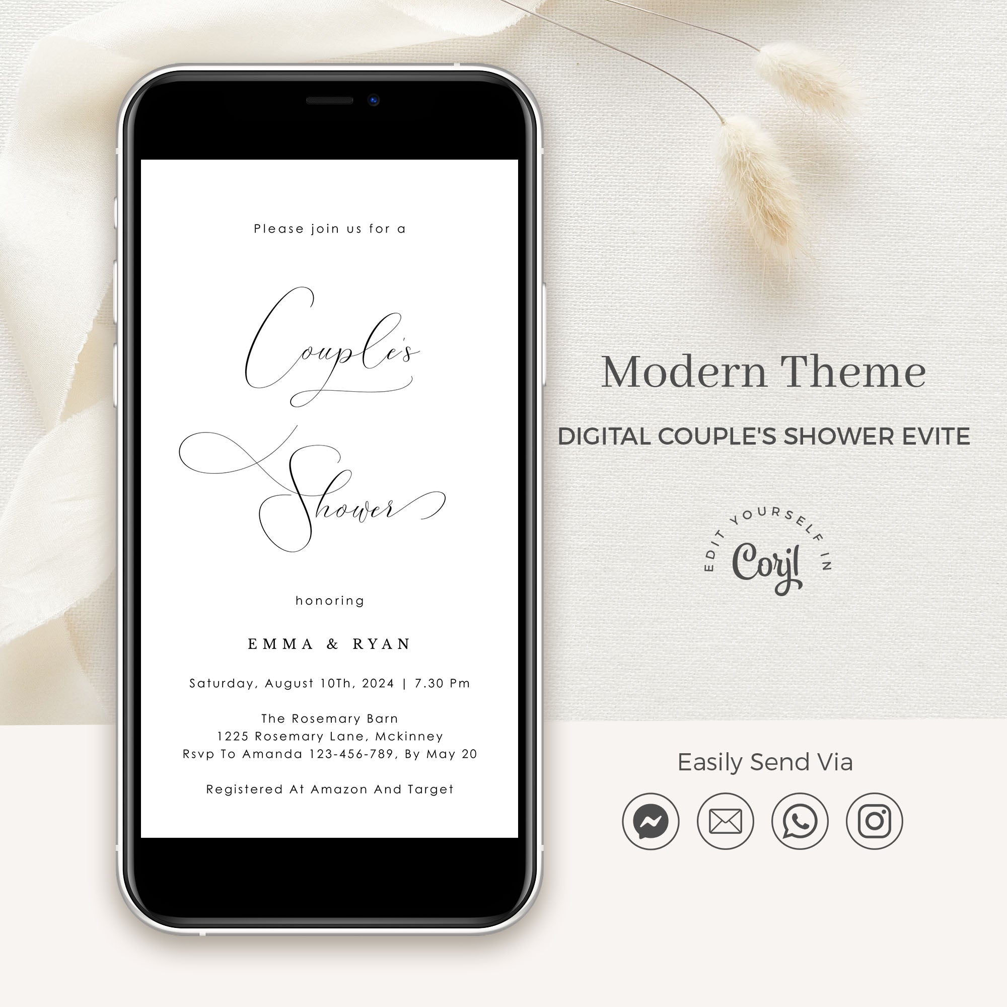 ELLA Couples Bridal Shower Invitation Evite