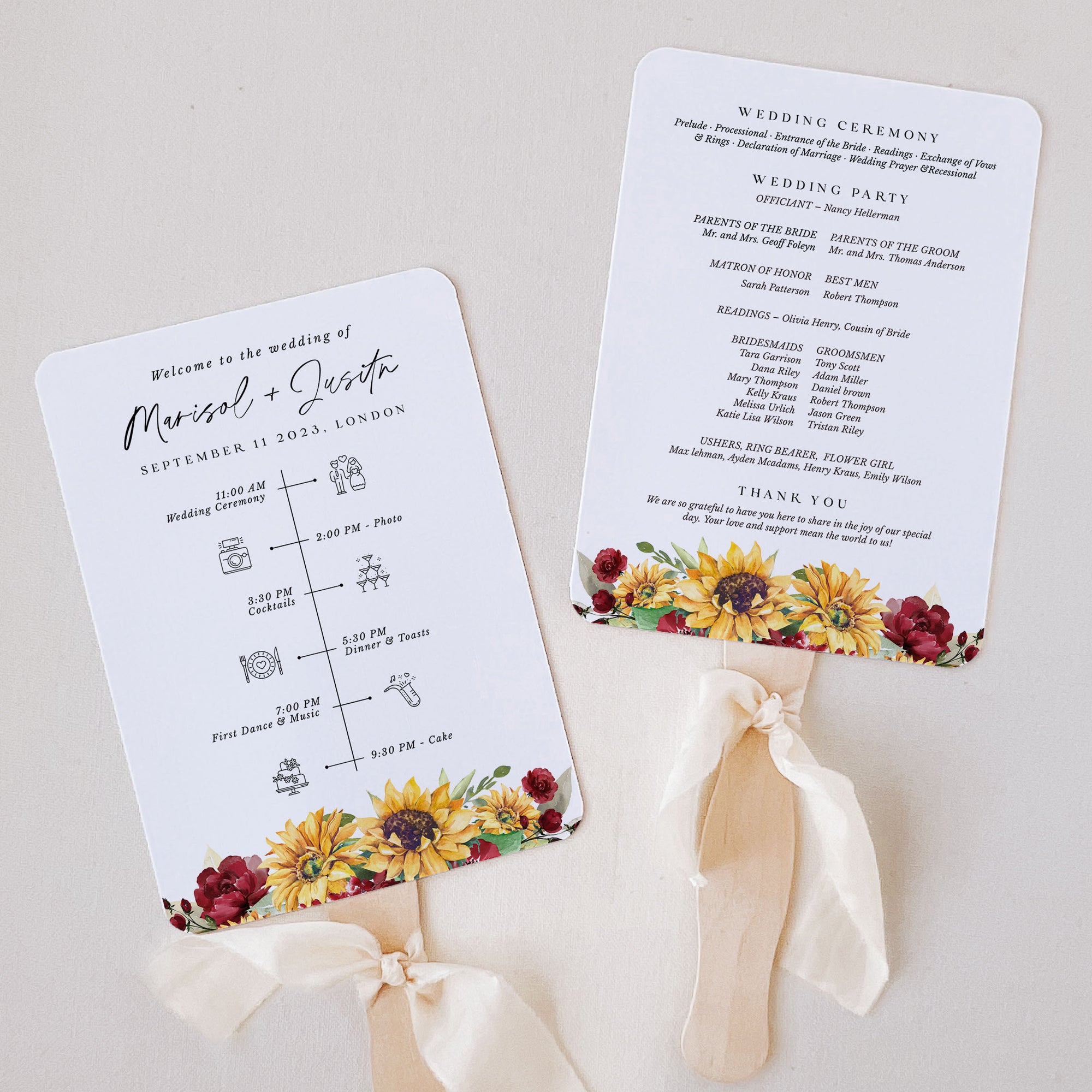 RUBY Wedding Program Fan Template
