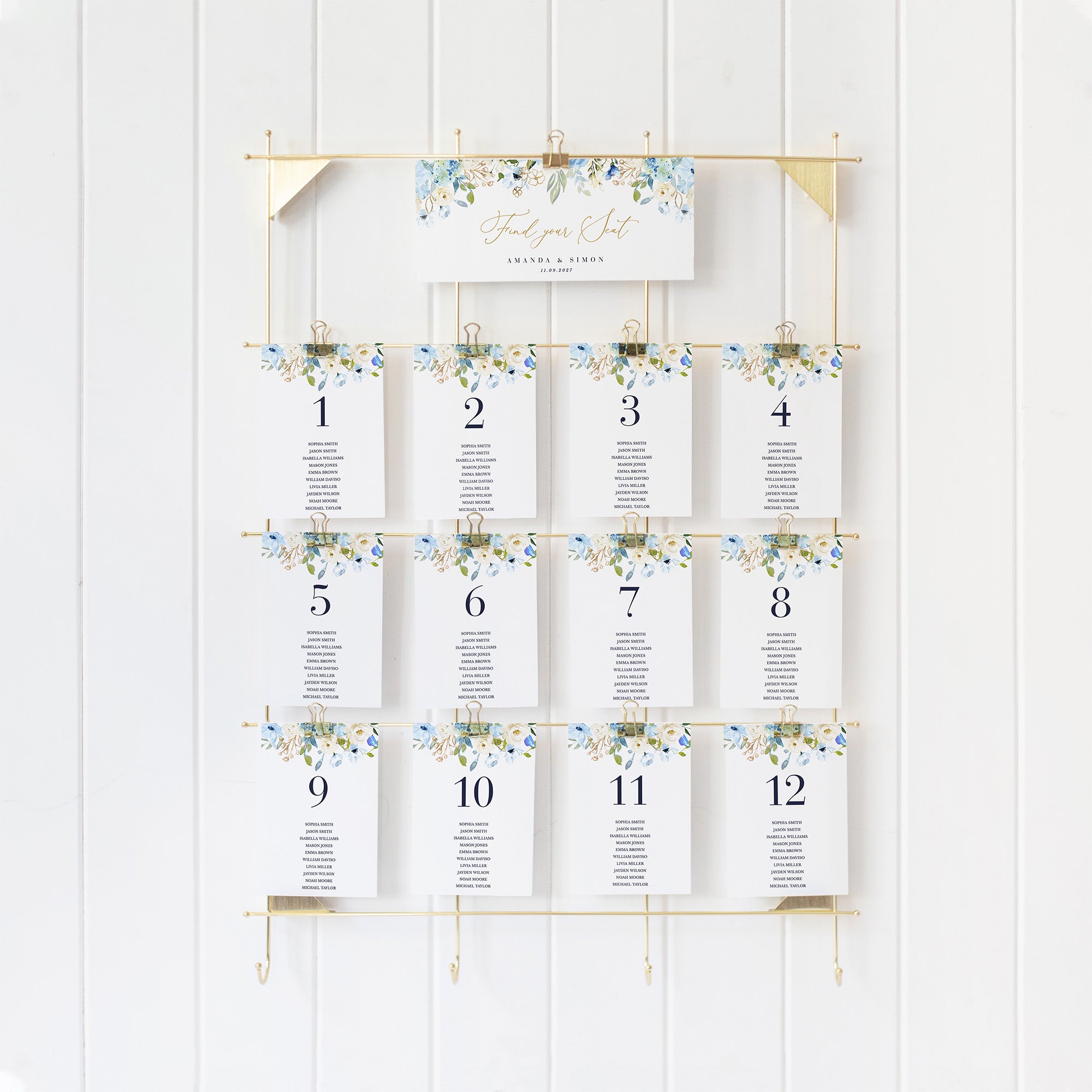 AZZURRA wedding Seating Cards Template