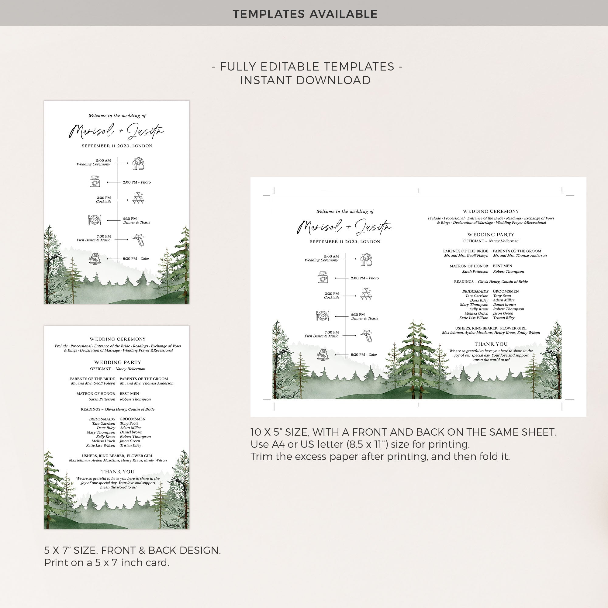 GAIA Wedding Program Fan Template
