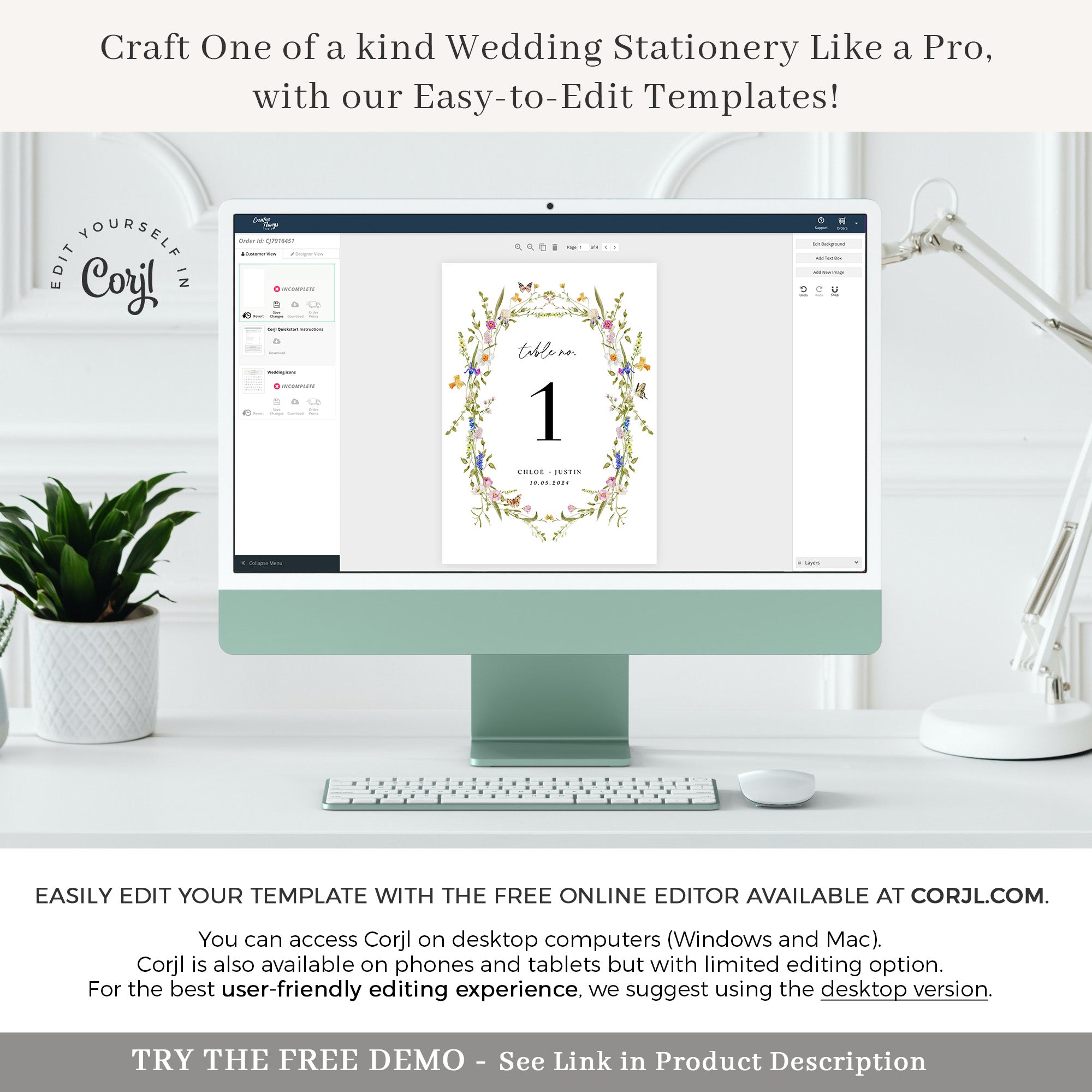 CHLOÉ Floral Wedding Table Numbers Printable