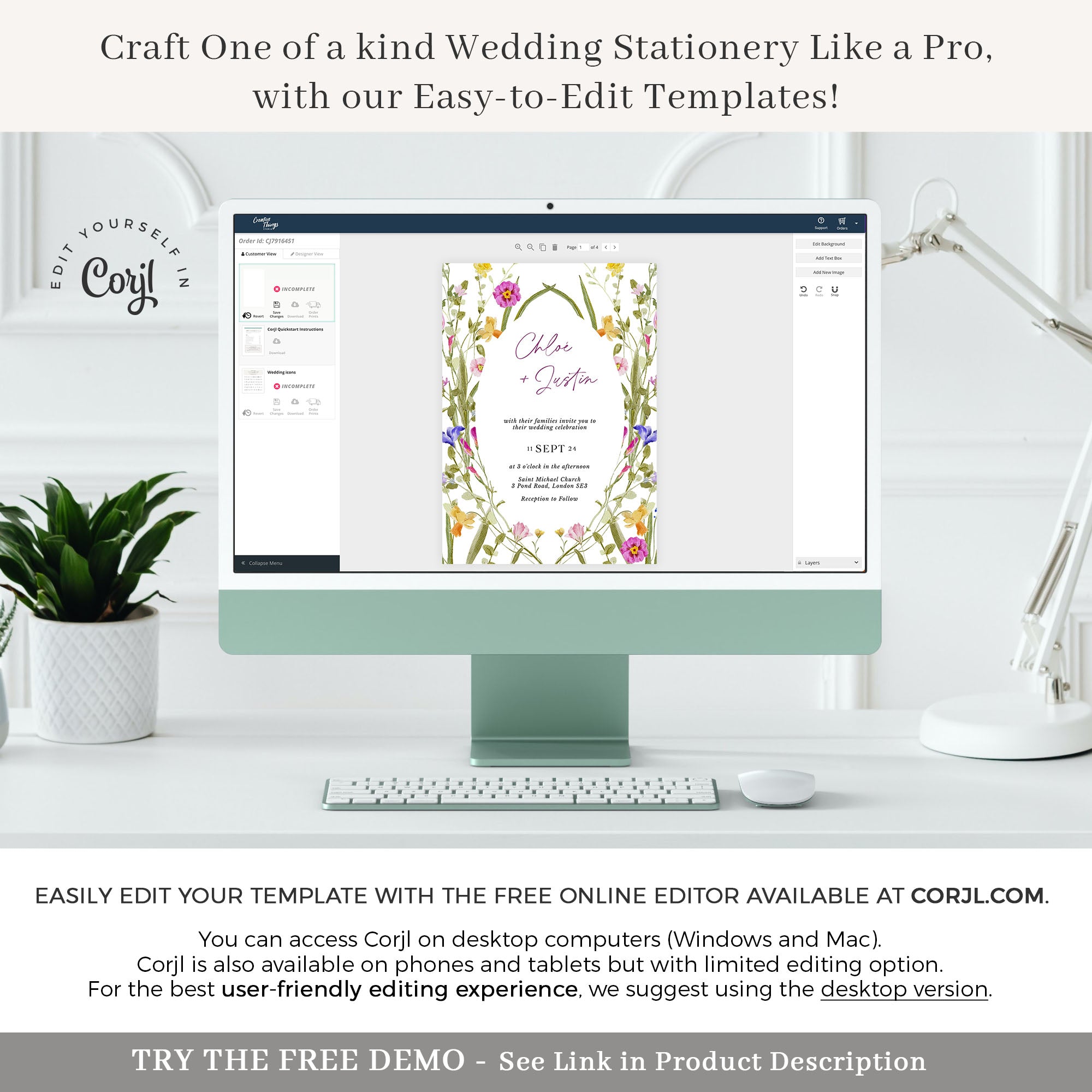 CHLOÉ Floral Wedding Stationery Templates Bundle