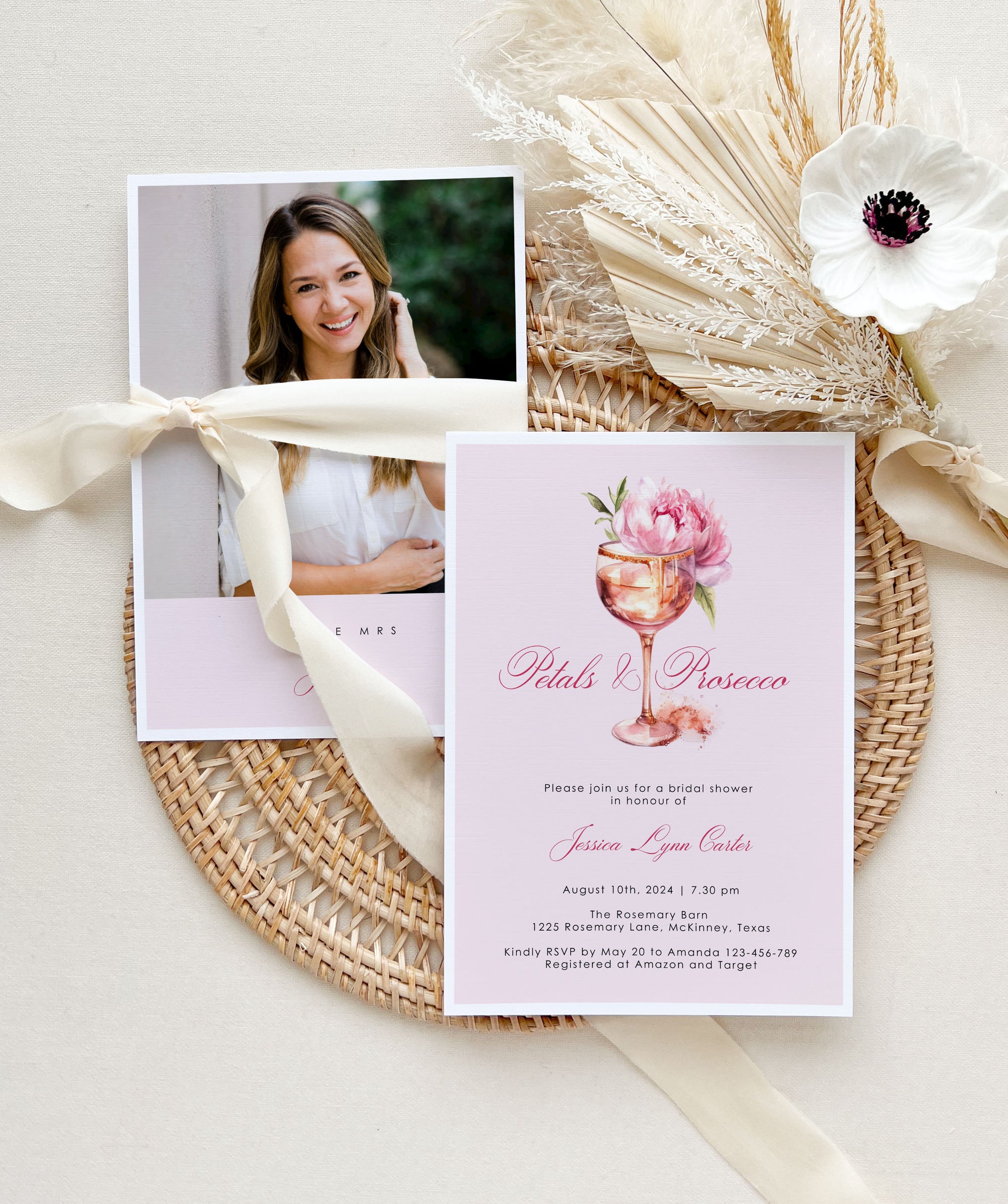 Petals and Prosecco Bridal Shower Invitation