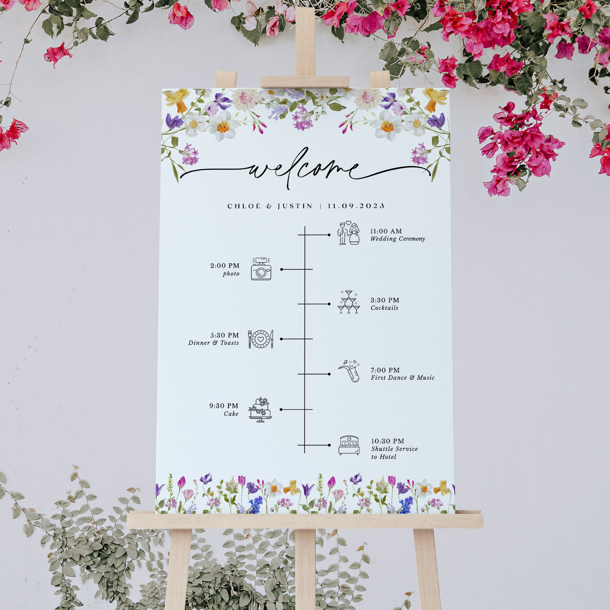CHLOÉ Floral Wedding Order of Event Sign Printable
